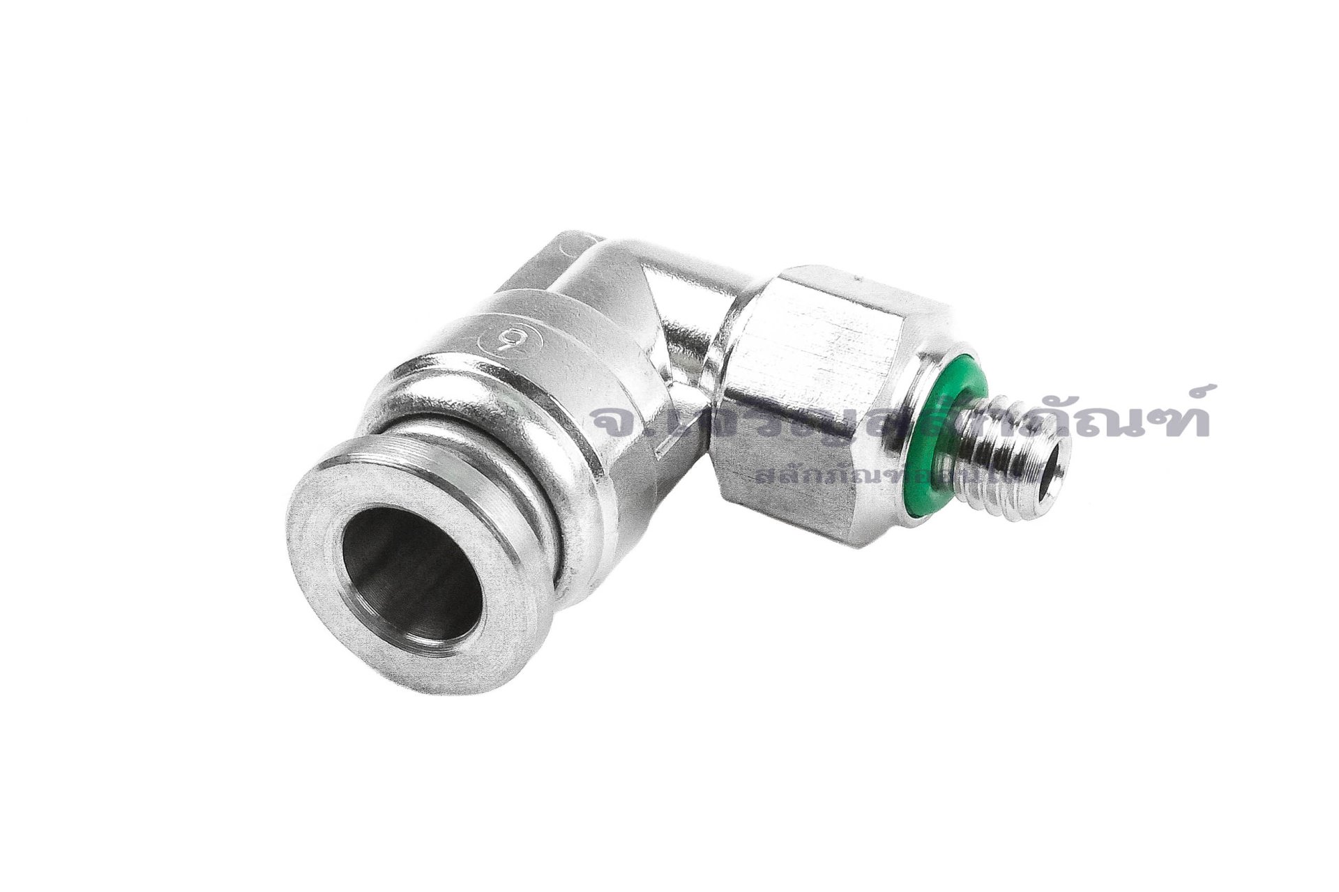 ข้อต่อลมแบบงอ 90° สแตนเลส 304 (เกลียวนอก x เสียบสาย) ขนาด M5x0.8 x 6 mm