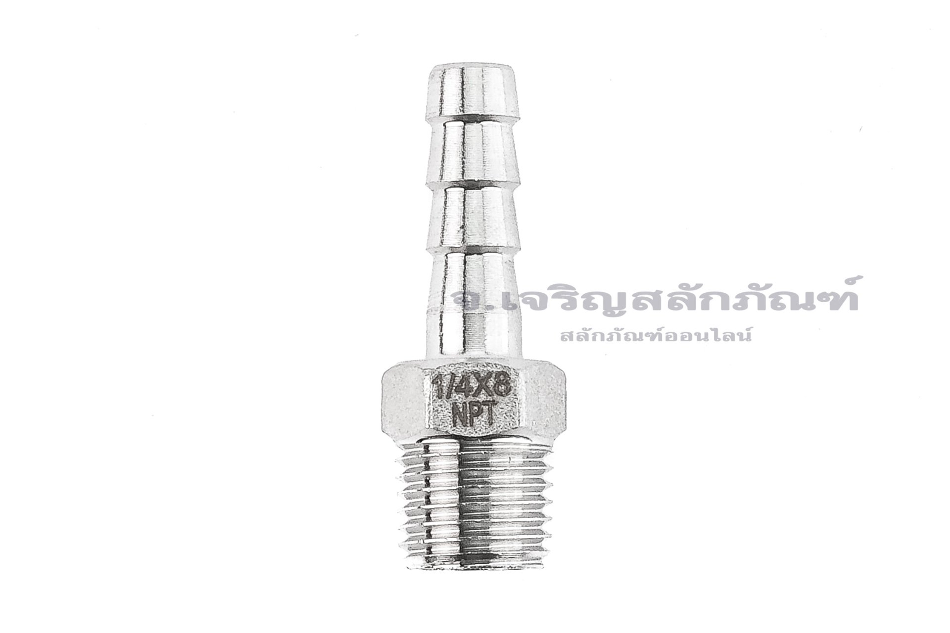 ข้อต่อหางไหลสแตนเลส เกลียวนอกเสียบสาย (เกลียวนอก x หางไหล) ขนาด 1/4"-18 NPT x 8 mm
