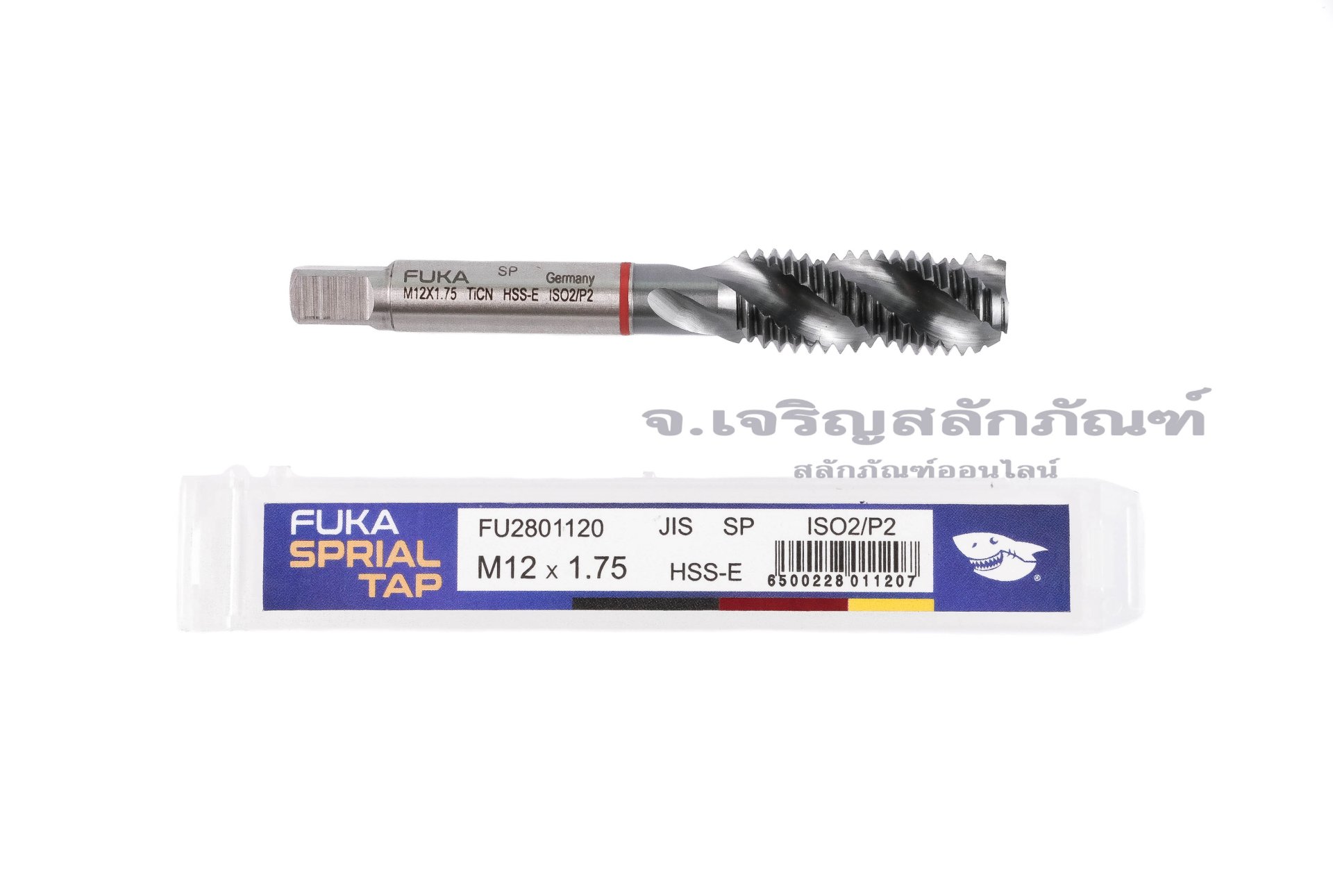 ดอกต๊าปเลื้อย-ต๊าปเครื่อง FUKA HSS-E TiCN เจาะสแตนเลส-เหล็กแข็ง M12x1.75