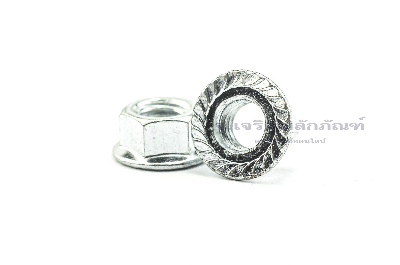 หัวน็อตติดจาน-หัวน็อตติดแหวน (Flange Hex Nut Steel) 3/8" เกลียว 16 (BSW/NC)