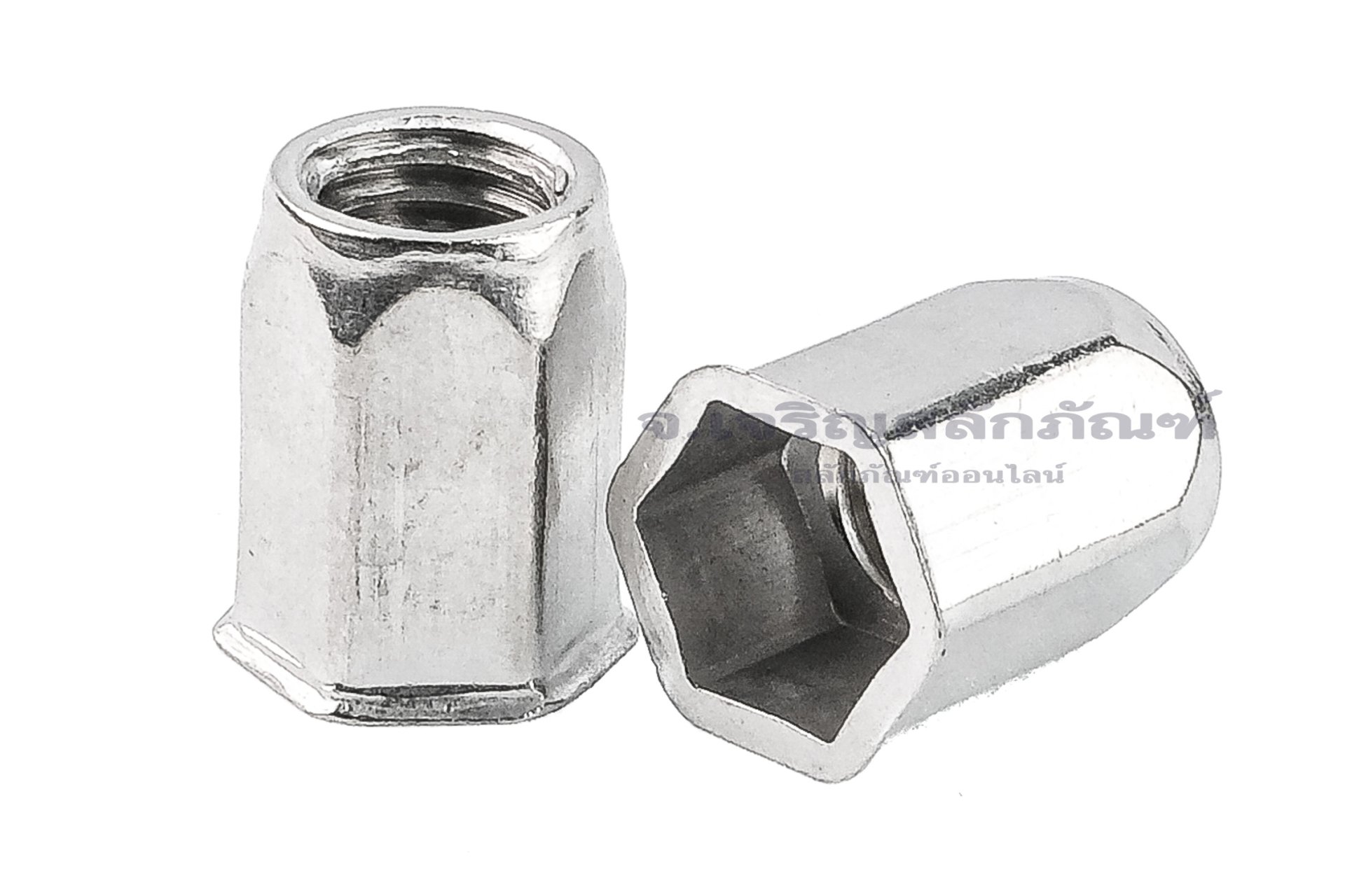 รีเวทนัทสแตนเลส M10 (Stainless Steel Hexagonal Rivet Nut) รุ่นคอเหลี่ยม ทั้งตัว