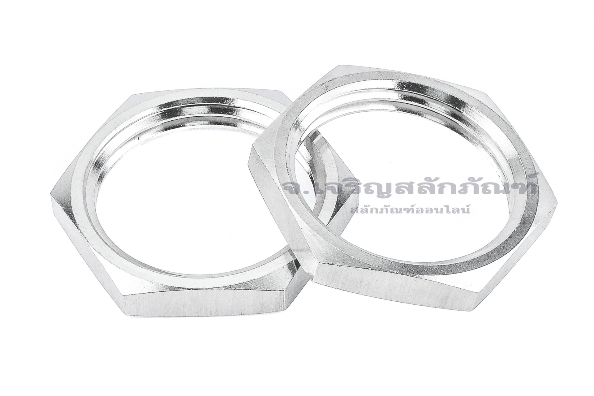 หัวน็อตสแตนเลสเกลียวท่อแป๊ป-เกลียวประปา ขนาด 1" เกลียว 11 (BSPT) (หัวน็อตเบอร์ 38) รุ่นหัวบาง 6 mm