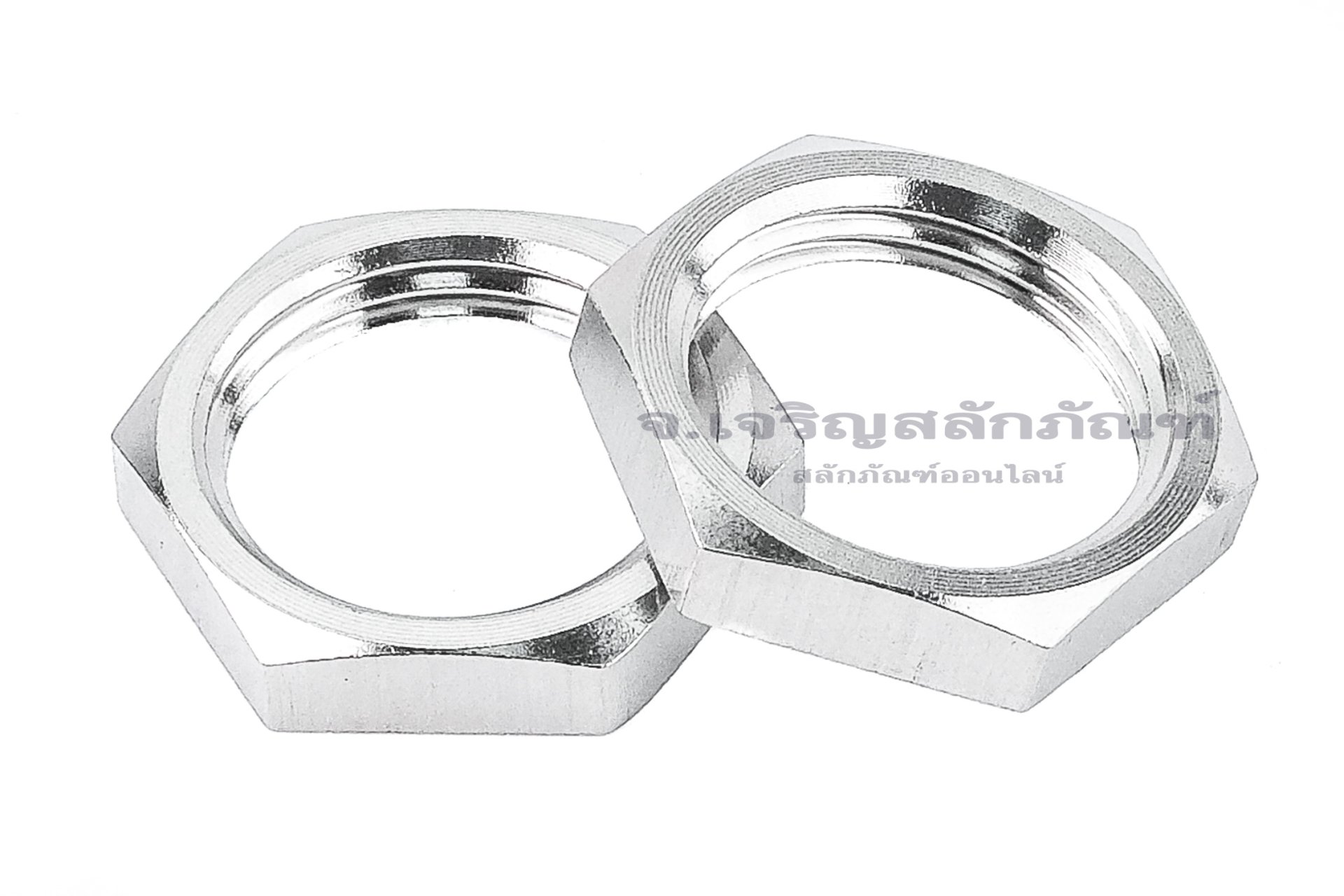 หัวน็อตสแตนเลสเกลียวท่อแป๊ป-เกลียวประปา ขนาด 3/8" เกลียว 19 (BSPT) (หัวน็อตเบอร์ 20) รุ่นหัวบาง 4 mm