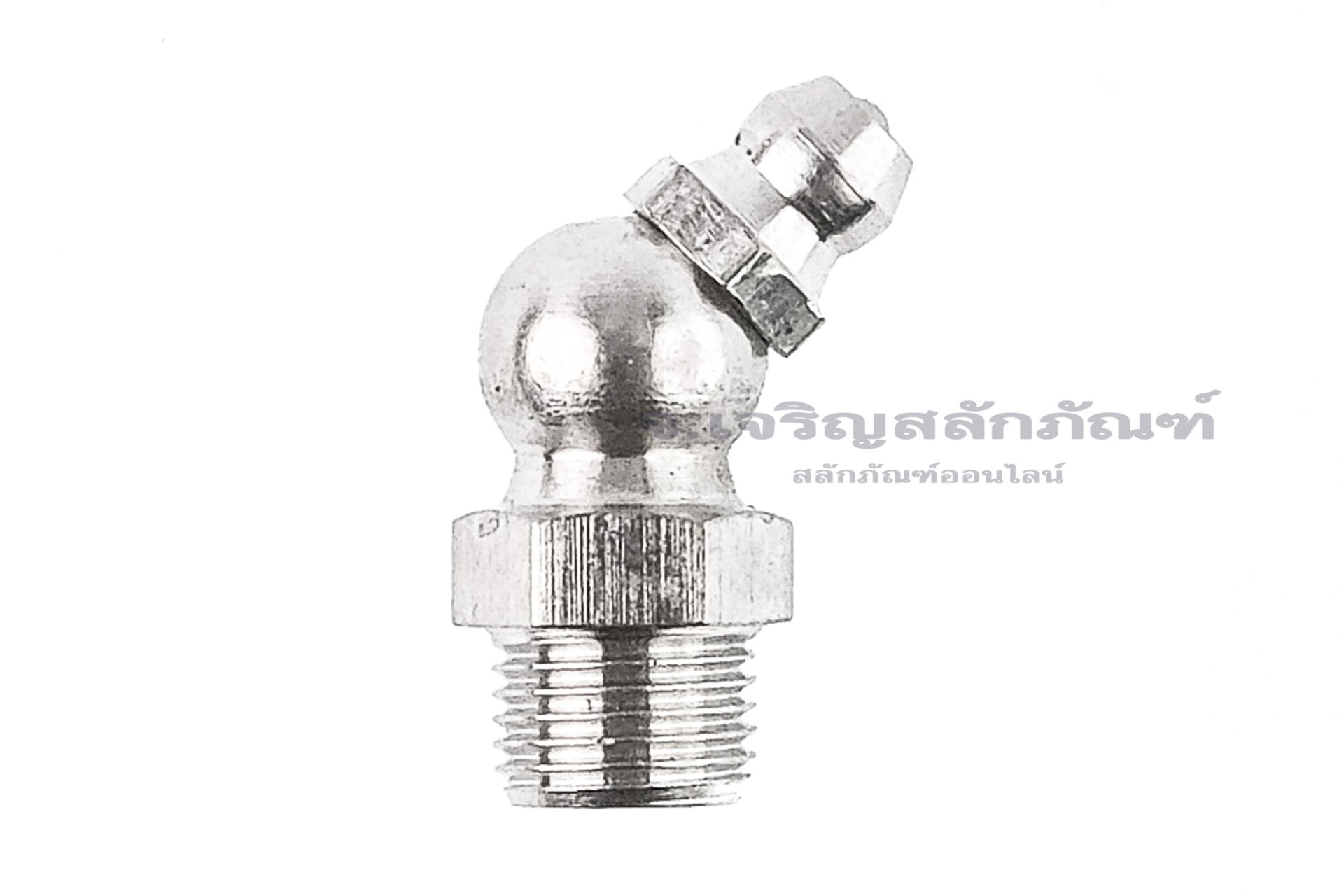 หัวอัดจารบีสแตนเลส เกรด 316 แบบงอ 45° ขนาด 1/8 เกลียว 28 (BSPT/PT)