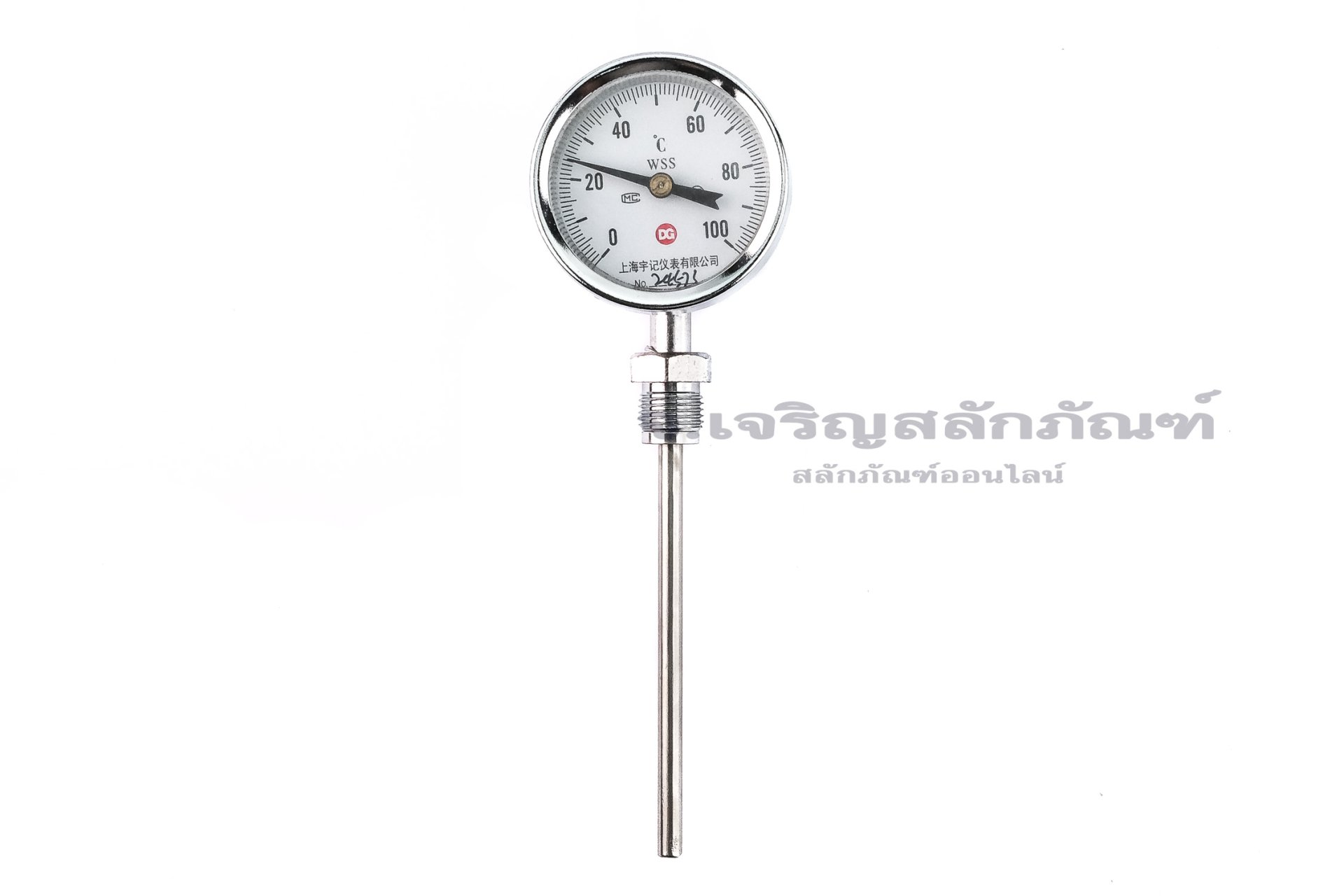 เกจ์วัดอุณหภูมิ เทอร์โมมิเตอร์ (Thermometer Bimetal) หน้าปัดขนาด 60 mm ความยาวเหล็กวัด 100 mm วัดอุณหภูมิ 0-100°