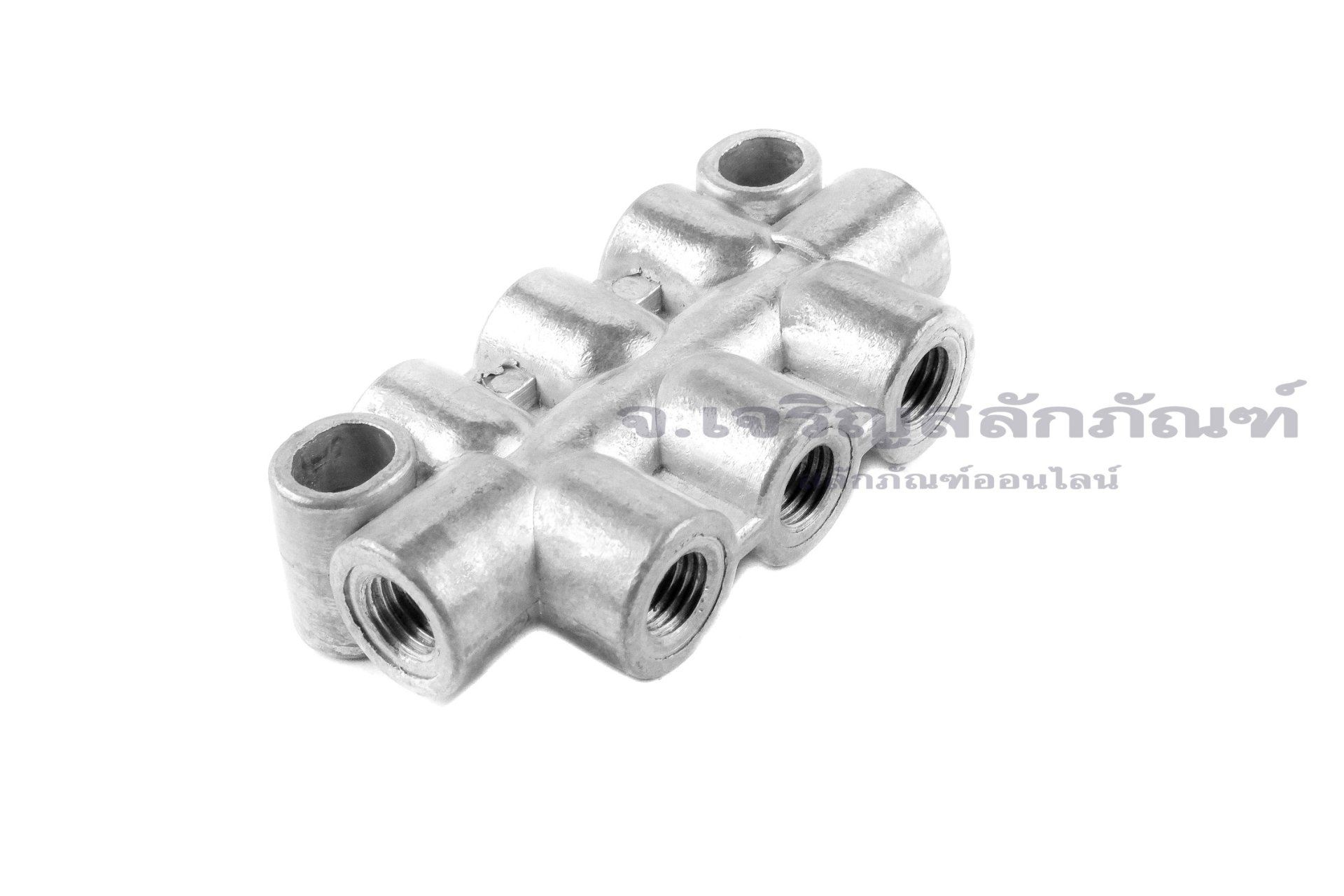 ข้อต่อรวม - หัวจ่ายจารบีน้ำมันหล่อลื่นแบบเกลียวใน 8 ทาง ขนาด M8x1.0 (4 mm) รุ่นแผงจ่ายสองฝั่ง