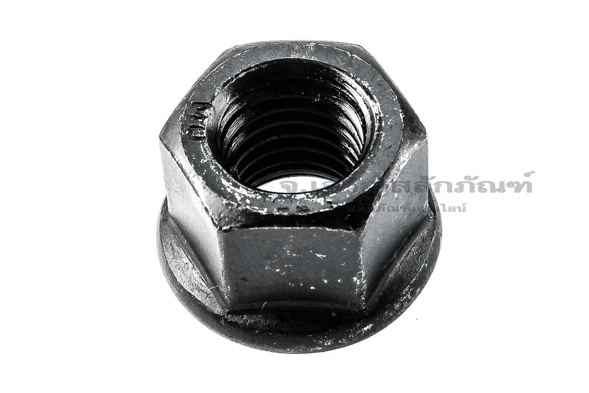 หัวน็อตติดจานทรงสูง-หัวน็อตติดแหวนหนาเหล็กดำ (Flange Hex Nut Carbon Steel, High Type) M14x2.0 เกรด 10.9 (เบอร์ 22 สูง 18 กว้าง 27)