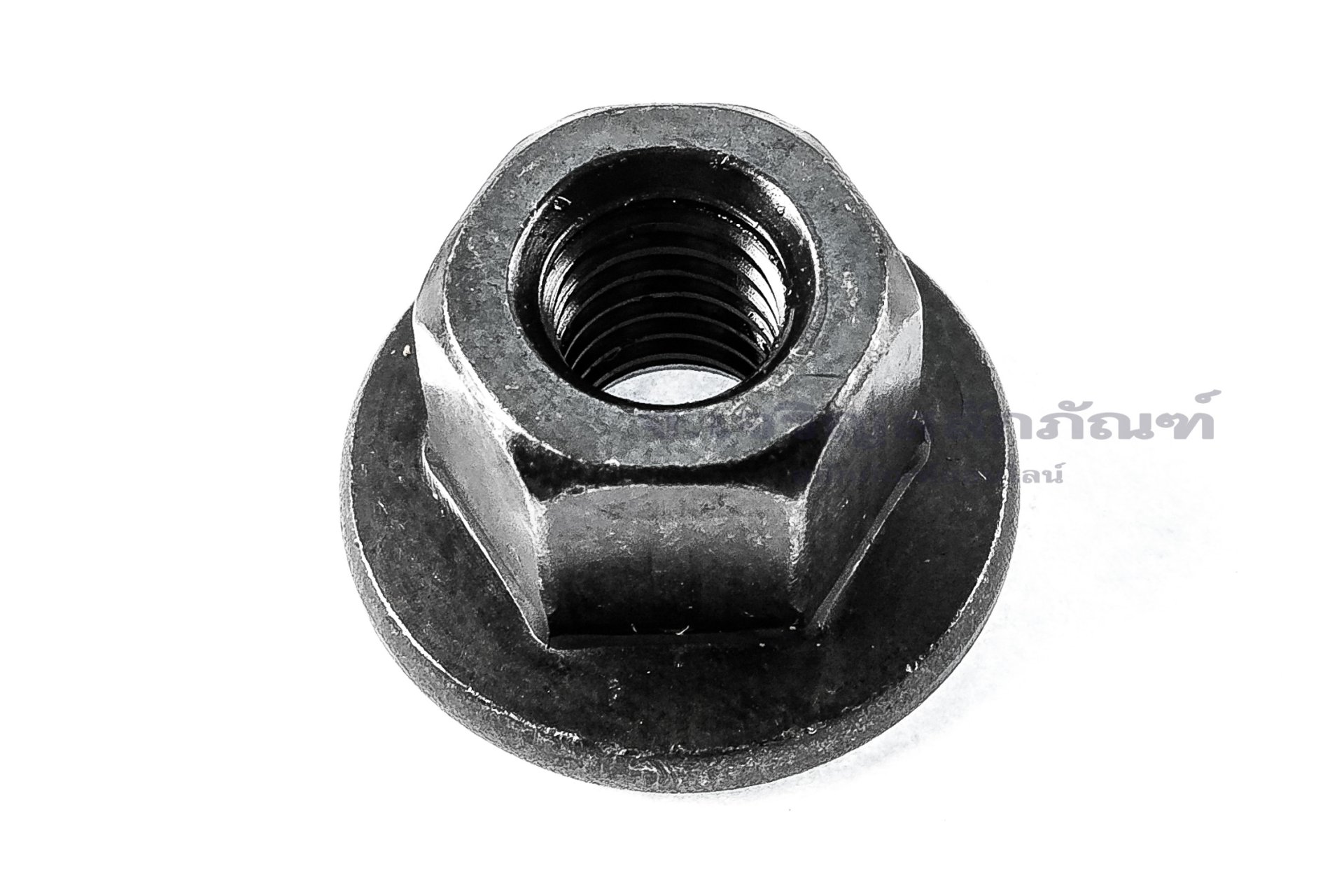 หัวน็อตติดจานทรงสูง-หัวน็อตติดแหวนหนาเหล็กดำ (Flange Hex Nut Carbon Steel, High Type) M8x1.25 เกรด 10.9 (เบอร์ 14 สูง 13 กว้าง 22)