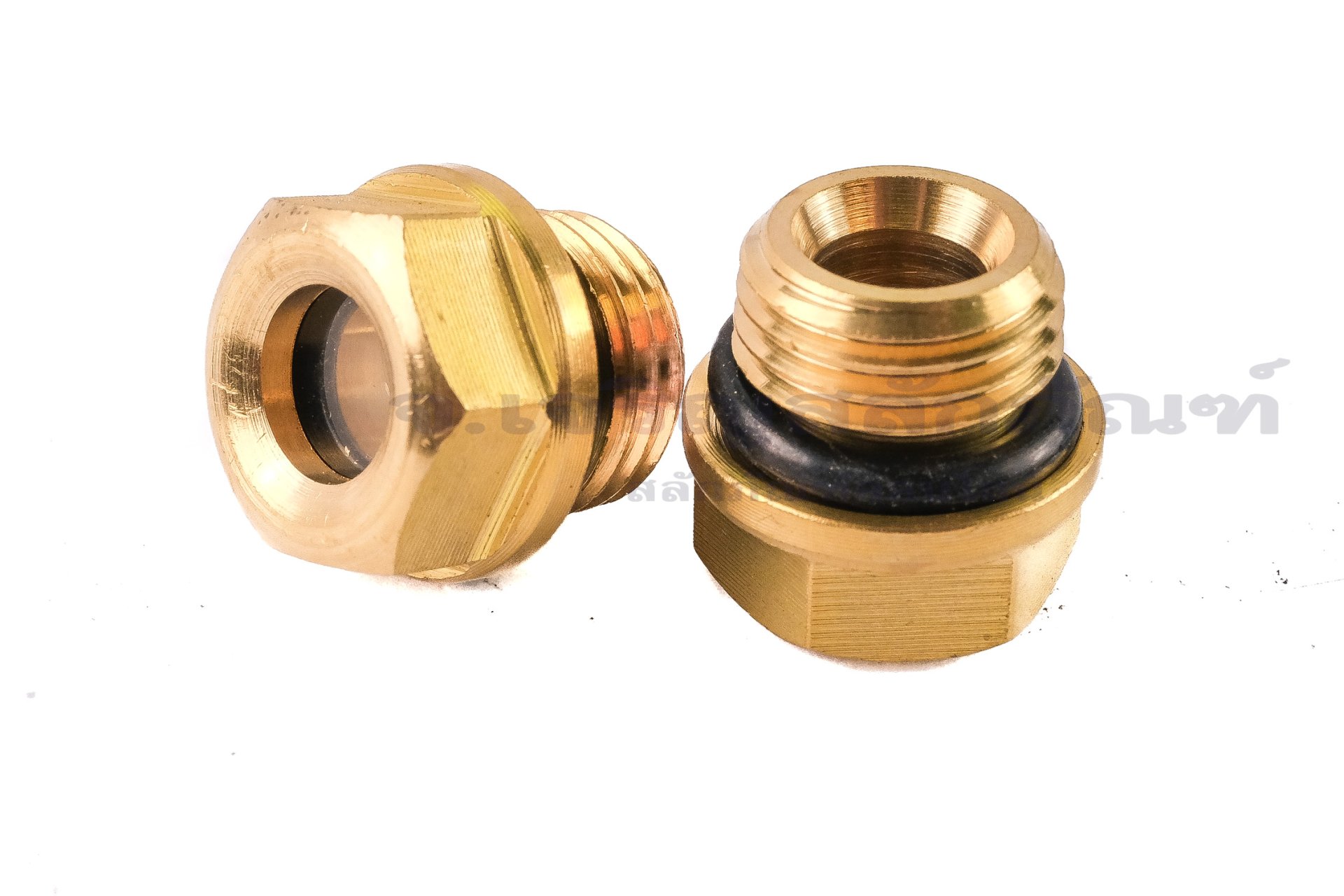 ข้อต่อดูน้ำมัน-ตาแมวดูน้ำมัน ทองเหลือง (Oil Level Sight Fitting) 1/4" เกลียว 19 (เกลียวแป๊ป)