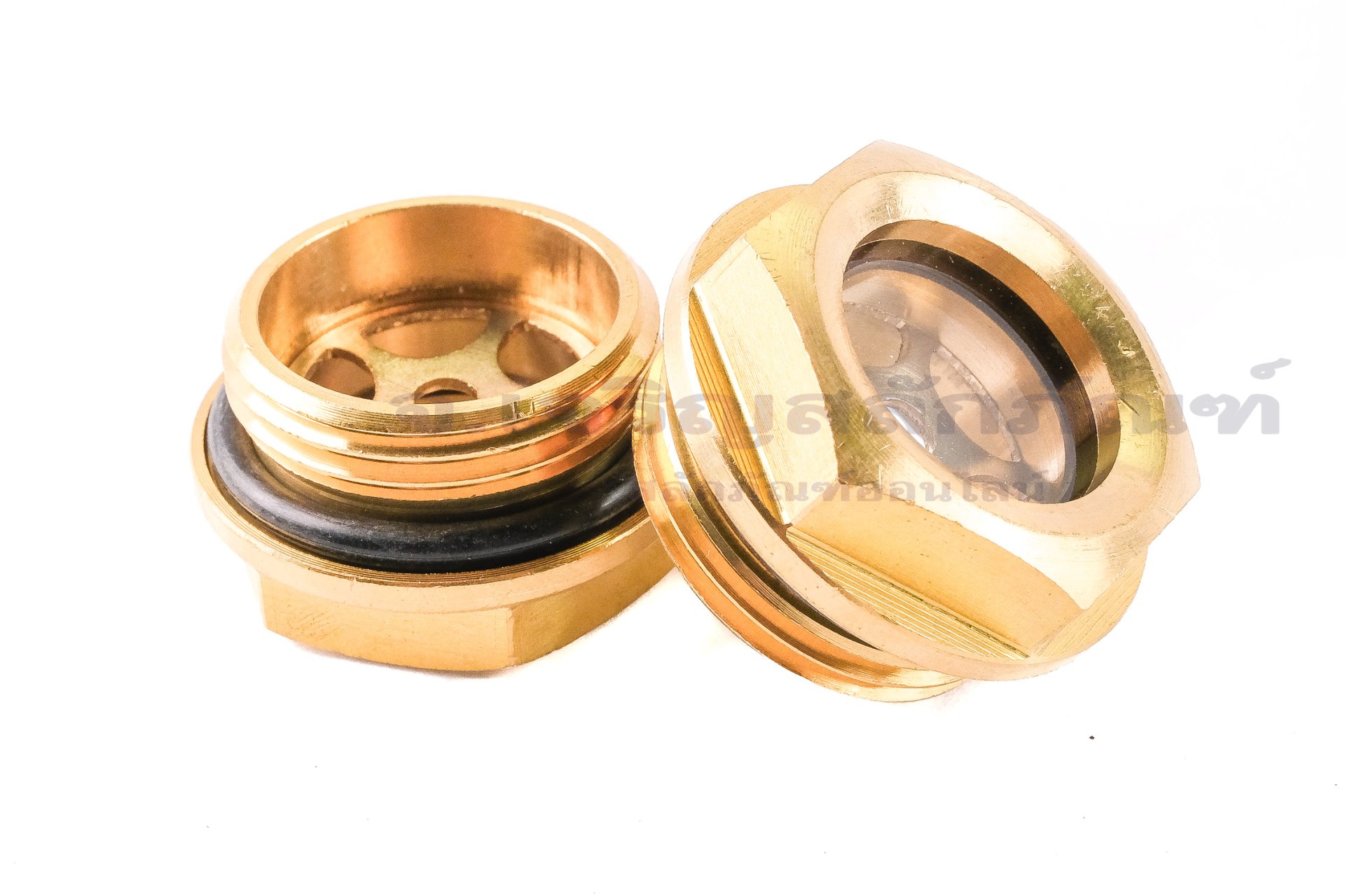 ข้อต่อดูน้ำมัน-ตาแมวดูน้ำมัน ทองเหลือง (Oil Level Sight Fitting) 3/4" เกลียว 14 (เกลียวแป๊ป)