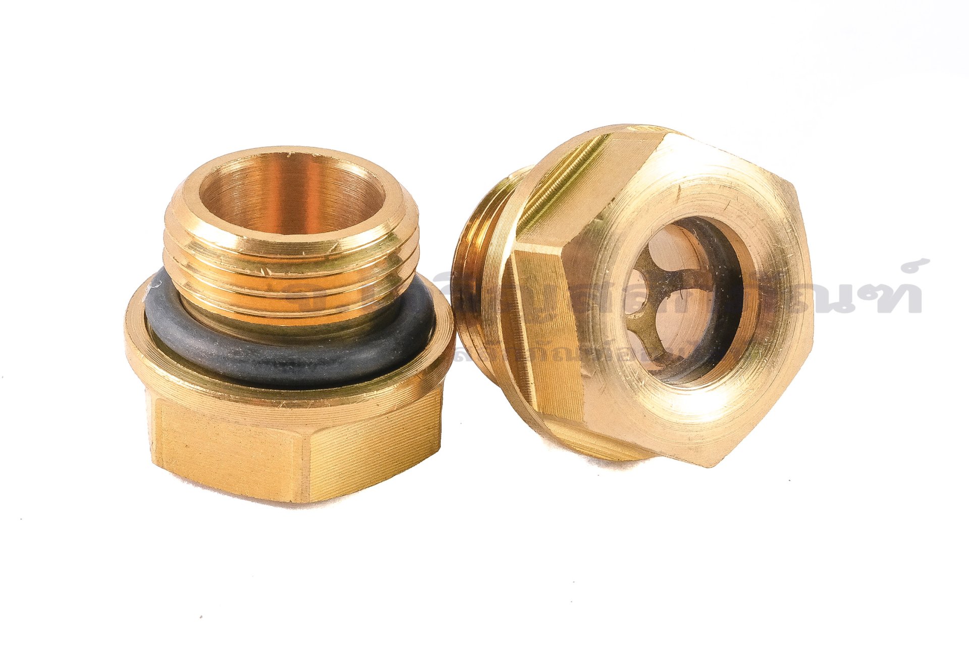 ข้อต่อดูน้ำมัน-ตาแมวดูน้ำมัน ทองเหลือง (Oil Level Sight Fitting) 3/8" เกลียว 19 (เกลียวแป๊ป)
