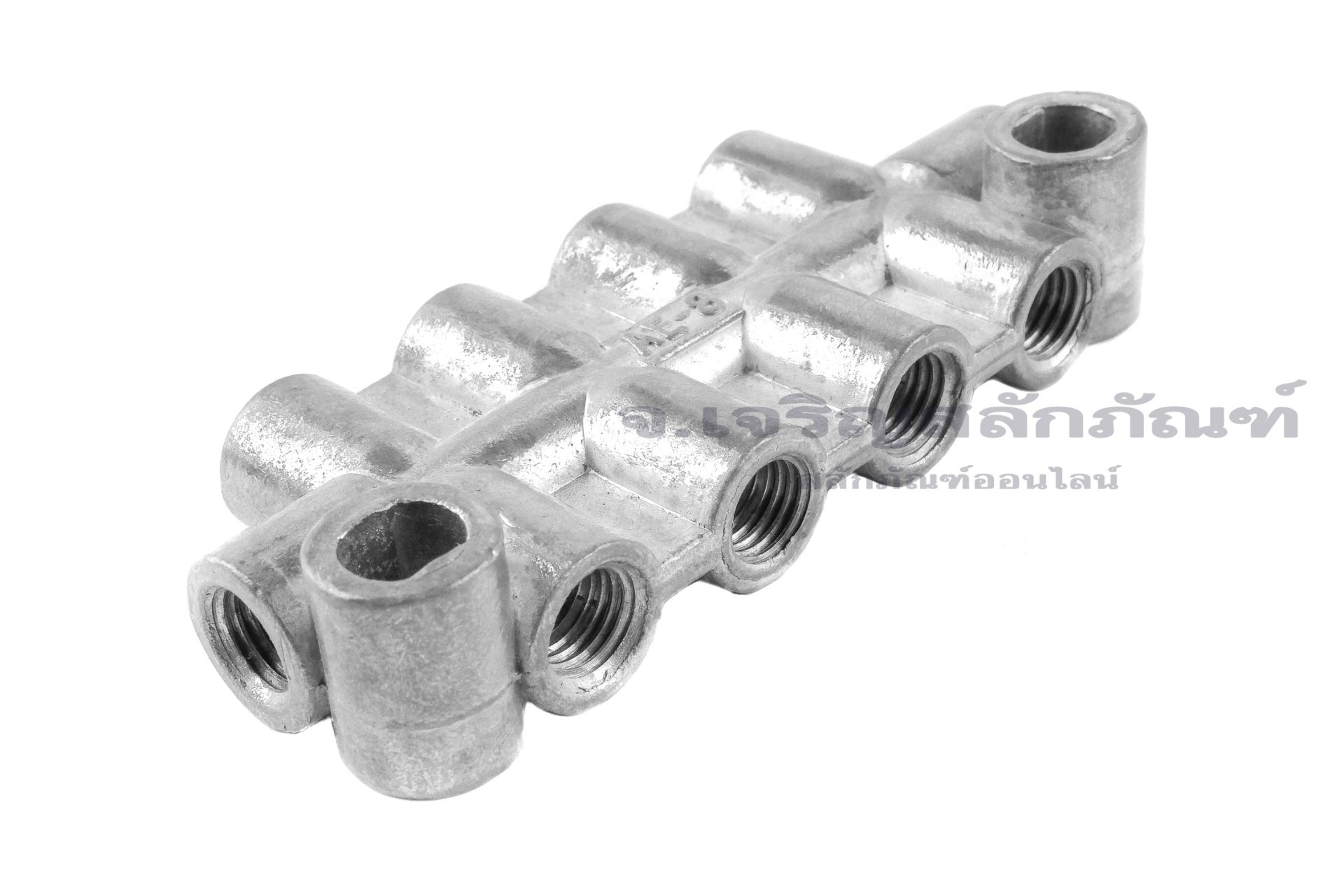 ข้อต่อรวม - หัวจ่ายจารบีน้ำมันหล่อลื่นแบบเกลียวใน 10 ทาง ขนาด M8x1.0 (4 mm) รุ่นแผงจ่ายสองฝั่ง