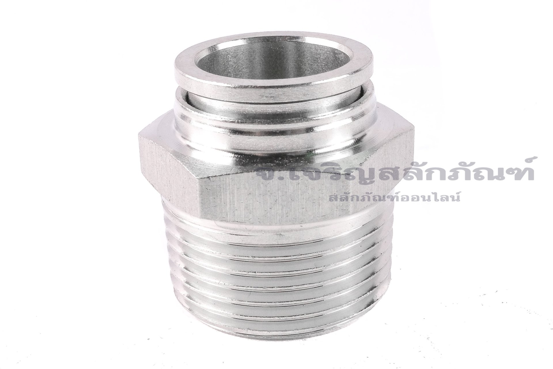 ข้อต่อลมสแตนเลสเกรด 304 (เกลียวนอก x เสียบสาย) ขนาด 3/4" x 16 mm