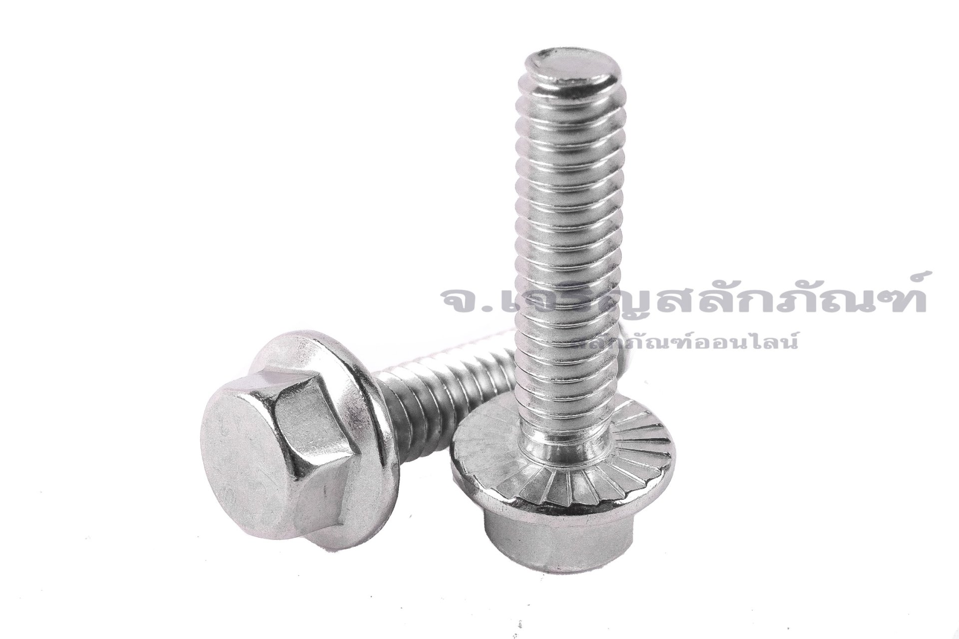 น็อตหัวเหลี่ยมแบบติดจานสแตนเลส 1/4" เกลียว (UNC) 20 ยาว 1" เกลียวตลอด