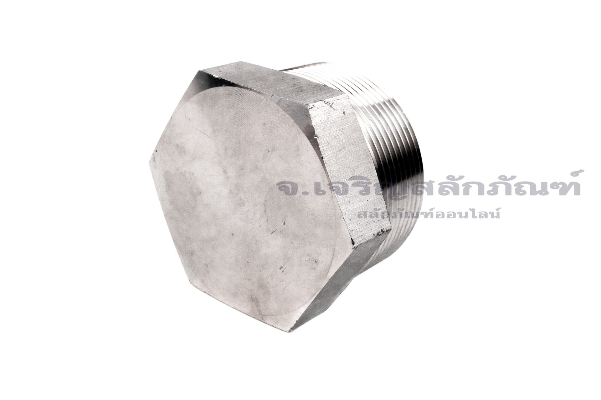 ปลั๊กอุดเกลียวนอกสแตนเลส หัวหกเหลี่ยม รุ่นงานอย่างดี ขนาด 2" เกลียว 11 (BSPT)