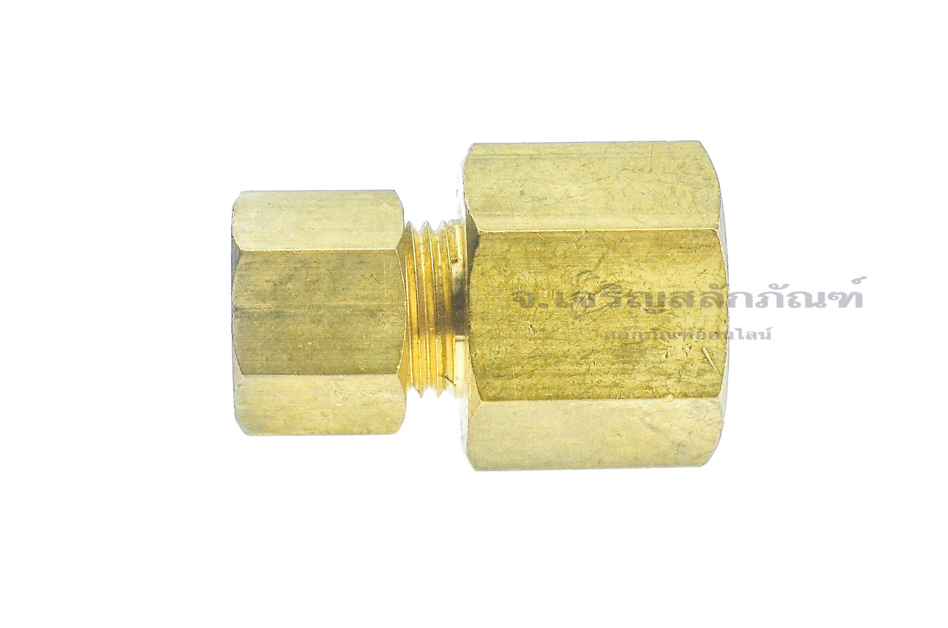 ข้อต่อตาไก่ทองเหลือง (เกลียวใน x เสียบสาย) 1/2"x10 mm