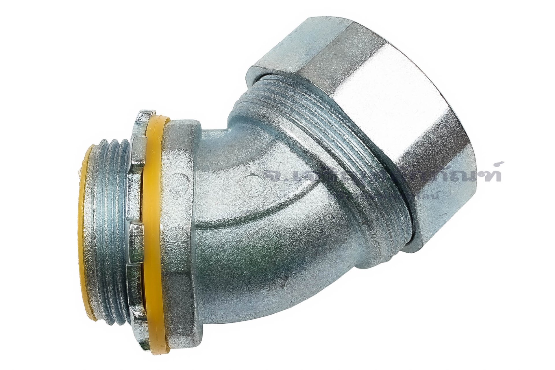 [E] คอนเนคเตอร์เฟล็กกันน้ำ ข้องอ 45° ซิงค์อัลลอย DPJ-φ32-G1 1/4" (ขั้วต่อ 1.2 นิ้ว) รูล็อกสาย 32.7 mm