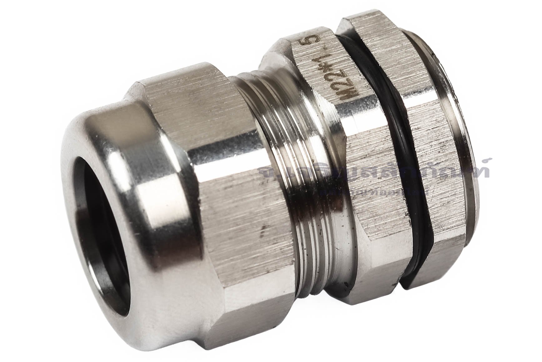 [E] เคเบิ้ลแกลนด์ Cable Gland สแตนเลส 304 กันน้ำ M22x1.50(10-14) รูล็อกสายไฟ 15.1 mm