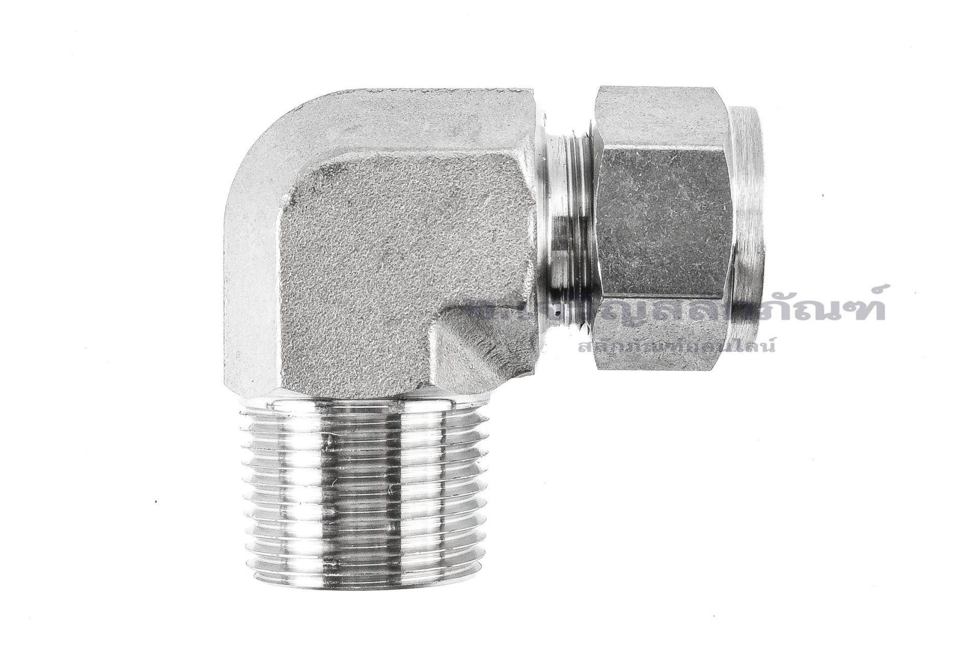 ข้อต่อตาไก่สแตนเลสเกรด 316L แบบงอ 90° (เกลียวนอก x เสียบสาย) 3/4" x 5/8" (เสียบท่อวงนอก 15.88 mm)