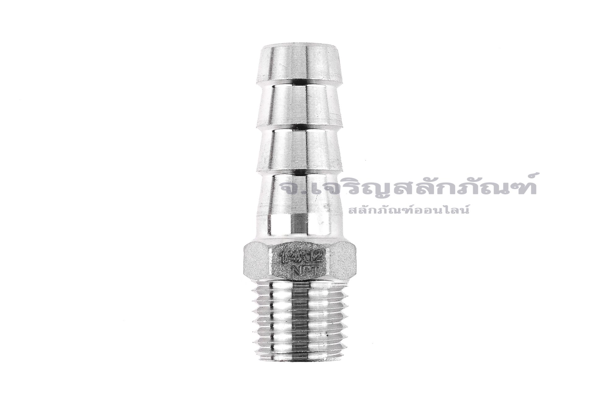 ข้อต่อหางไหลสแตนเลส เกลียวนอกเสียบสาย (เกลียวนอก x หางไหล) ขนาด 1/4"-18 NPT x 12 mm