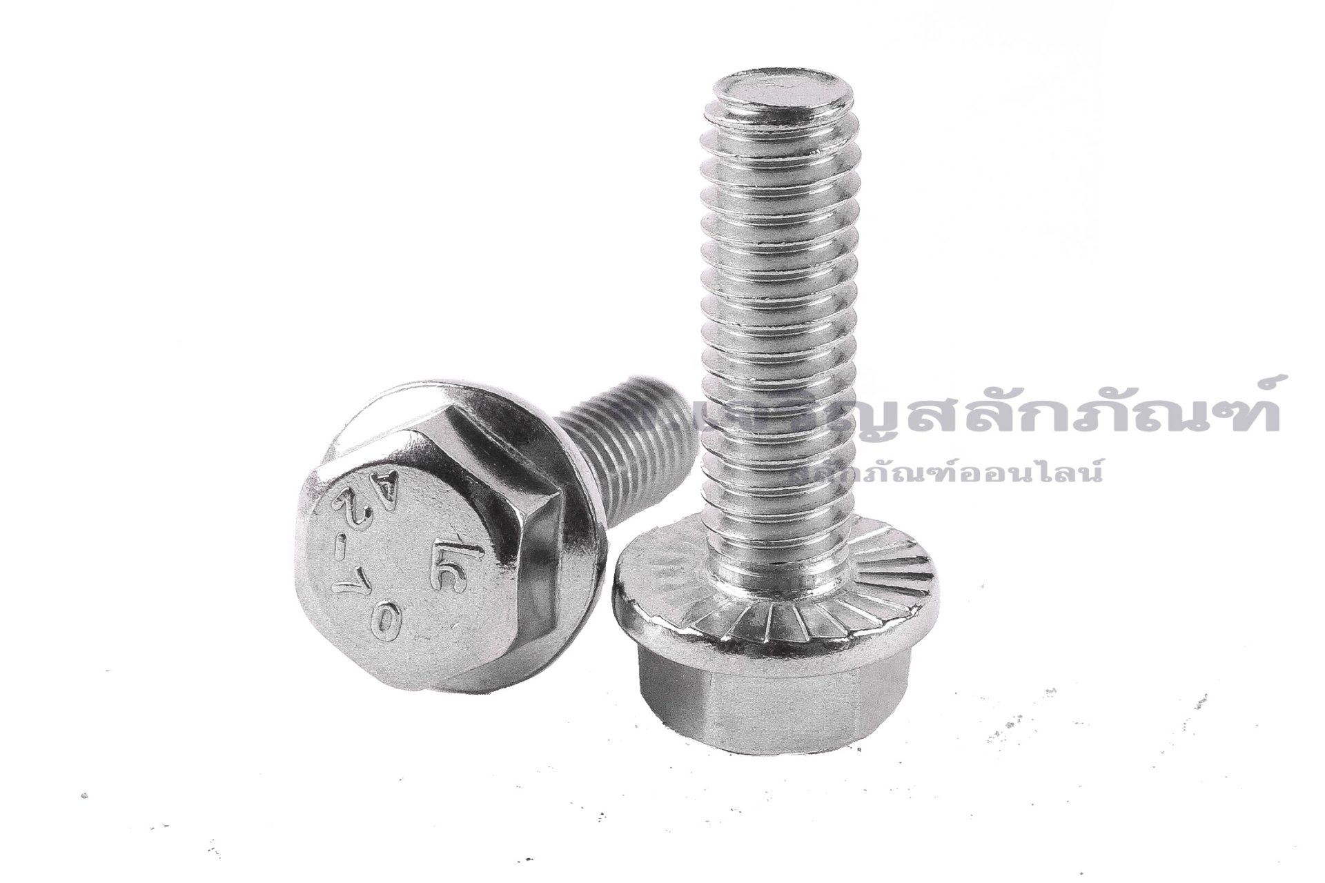 น็อตหัวเหลี่ยมแบบติดจานสแตนเลส 5/16" เกลียว (UNC) 18 ยาว 1" เกลียวตลอด