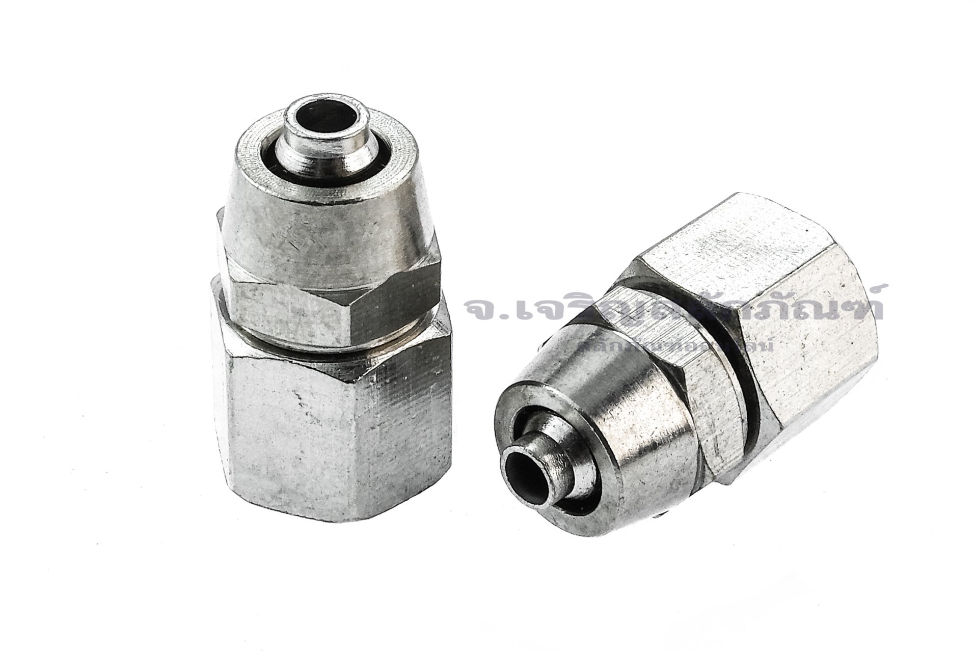 ข้อต่อสายแบบสวมขันอัด แบบตรง ทองเหลือง (เกลียวใน x เสียบสาย) ขนาด 1/8"x6 mm