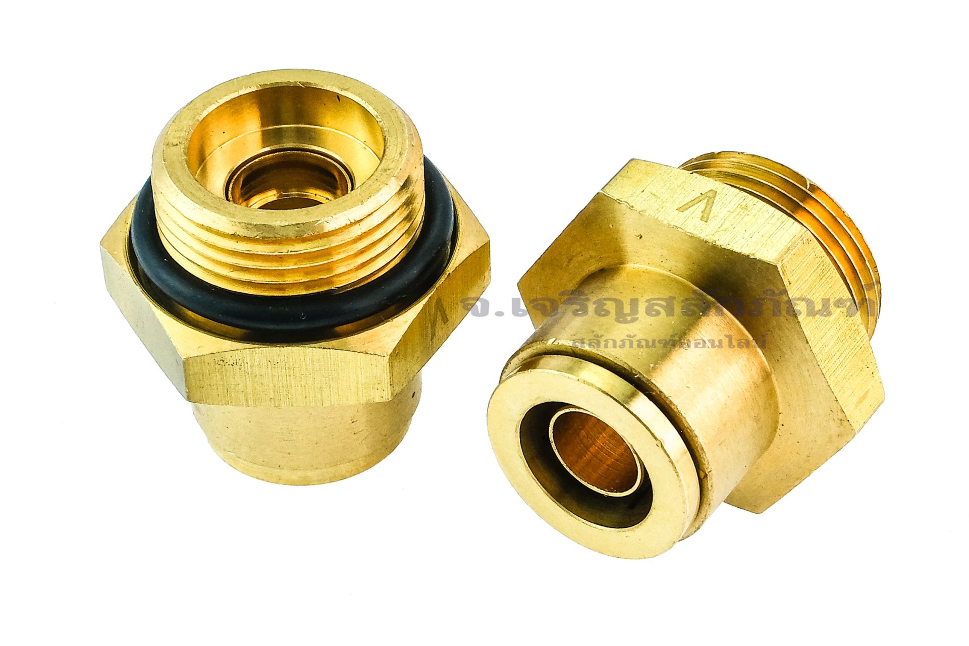 ข้อต่อลมทองเหลืองเกลียวมิล (เกลียวนอก x เสียบสาย) ขนาด M22x1.5 x 12 mm