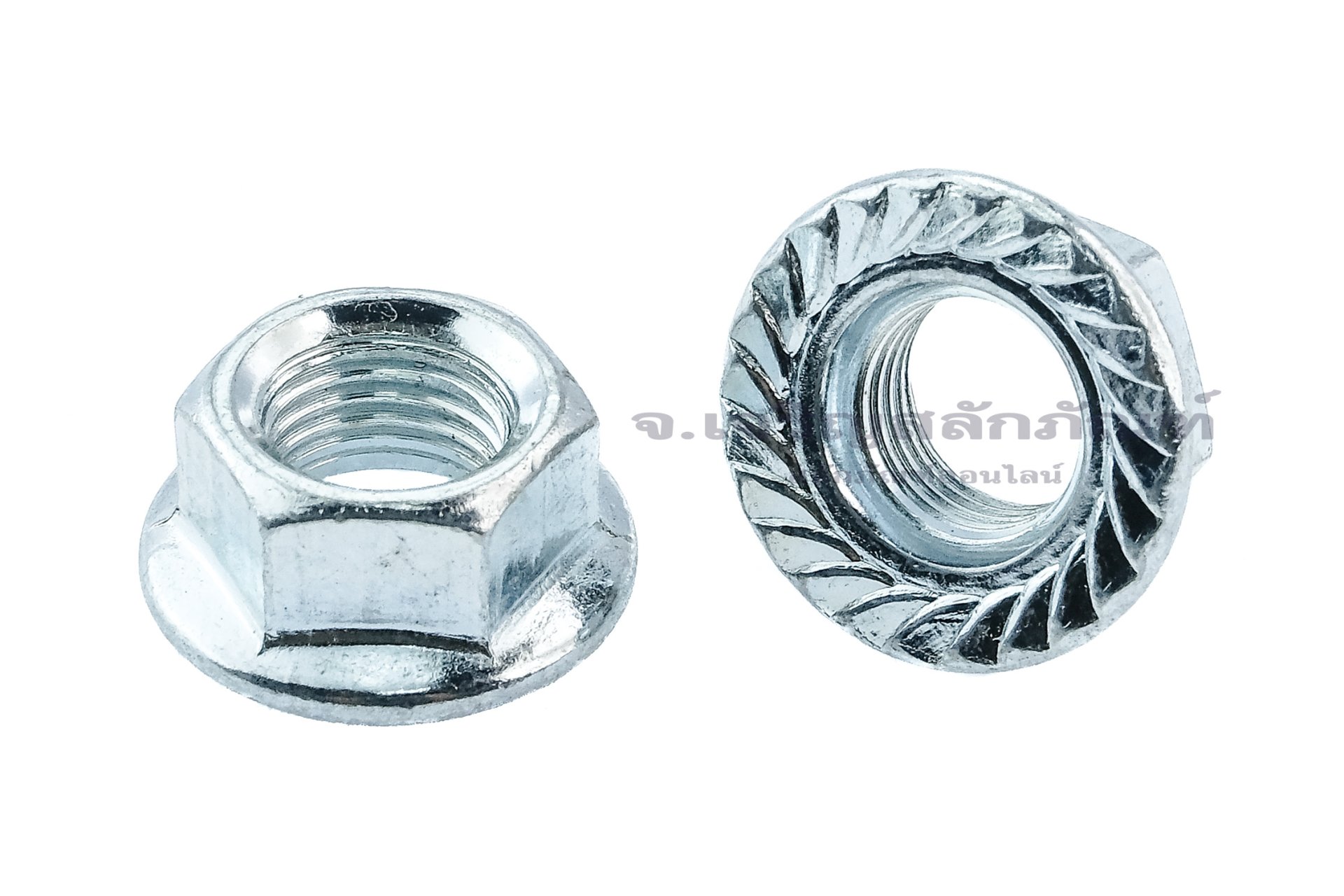 หัวน็อตติดจาน-หัวน็อตติดแหวน (Flange Hex Nut Steel) 3/8" เกลียว 24 (UNF)