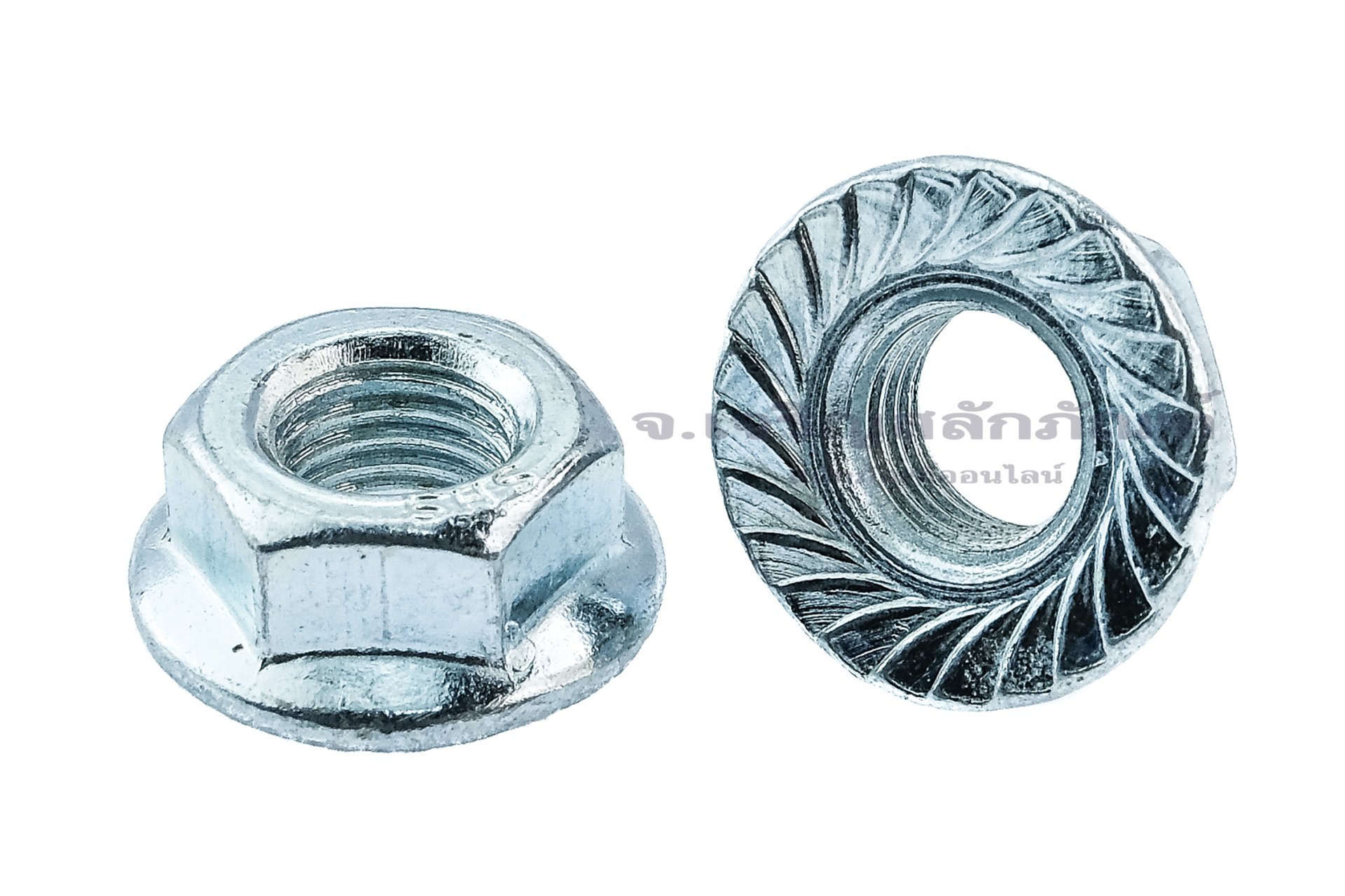 หัวน็อตติดจาน-หัวน็อตติดแหวน (Flange Hex Nut Steel) 5/16" เกลียว 24 (UNF)