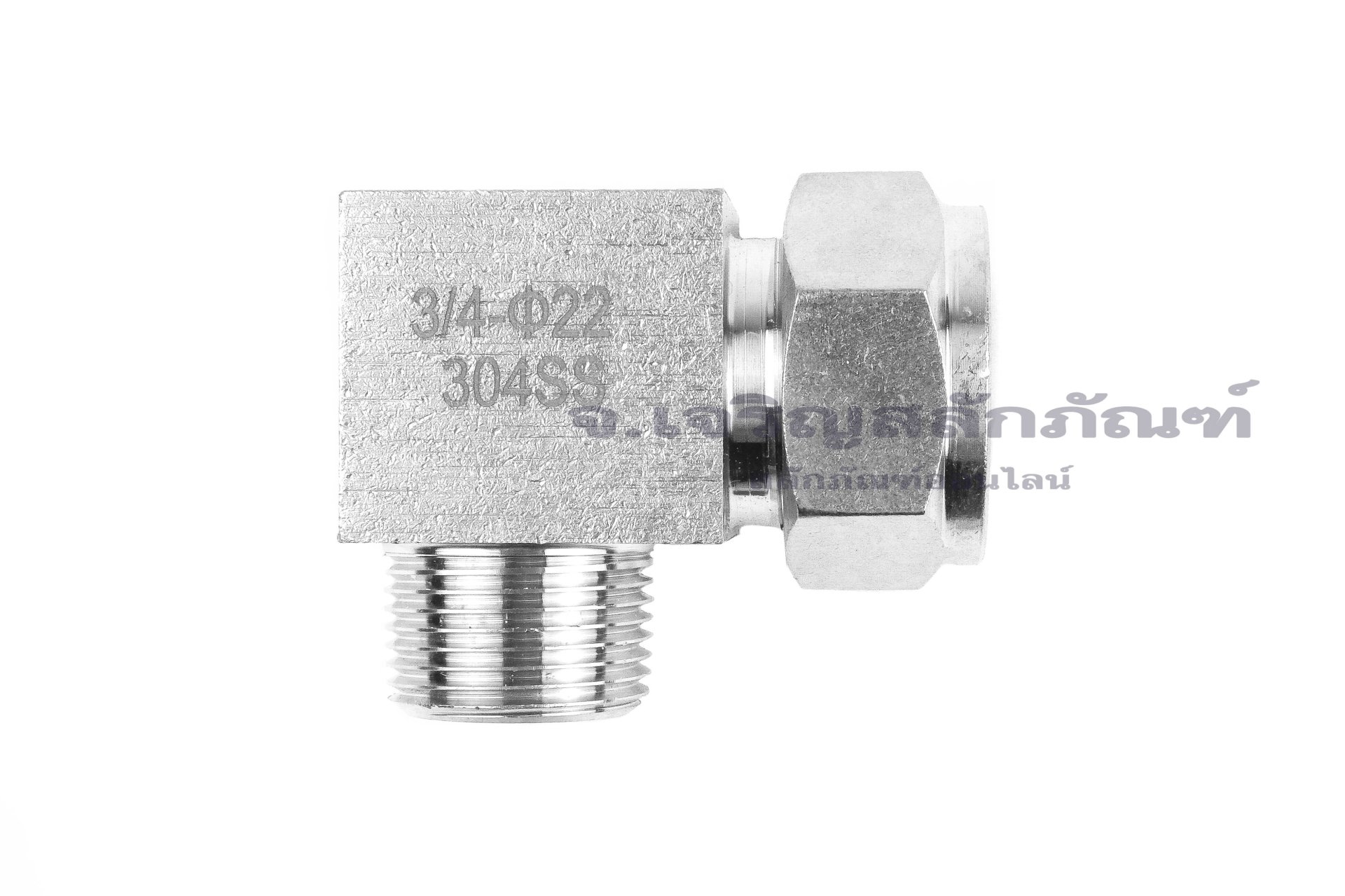 ข้อต่อตาไก่สแตนเลสเกรด 316 แบบงอ 90° (เกลียวนอก x เสียบสาย) 3/4"-14 NPT x22 mm