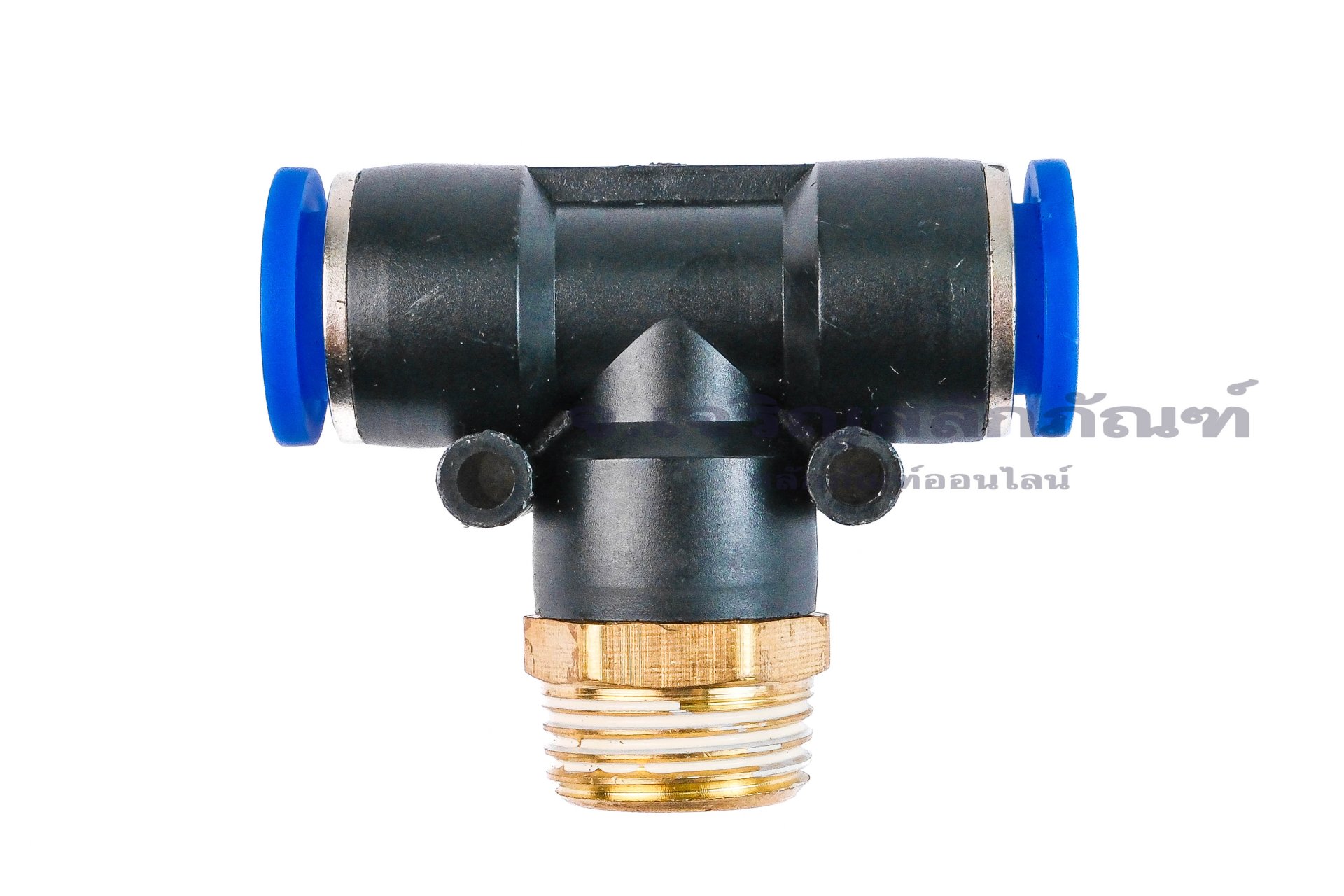 ข้อต่อลมสามทางพลาสติก (เสียบสาย x เกลียวนอก x เสียบสาย) ขนาด 12 mm x 1/2" x 12 mm