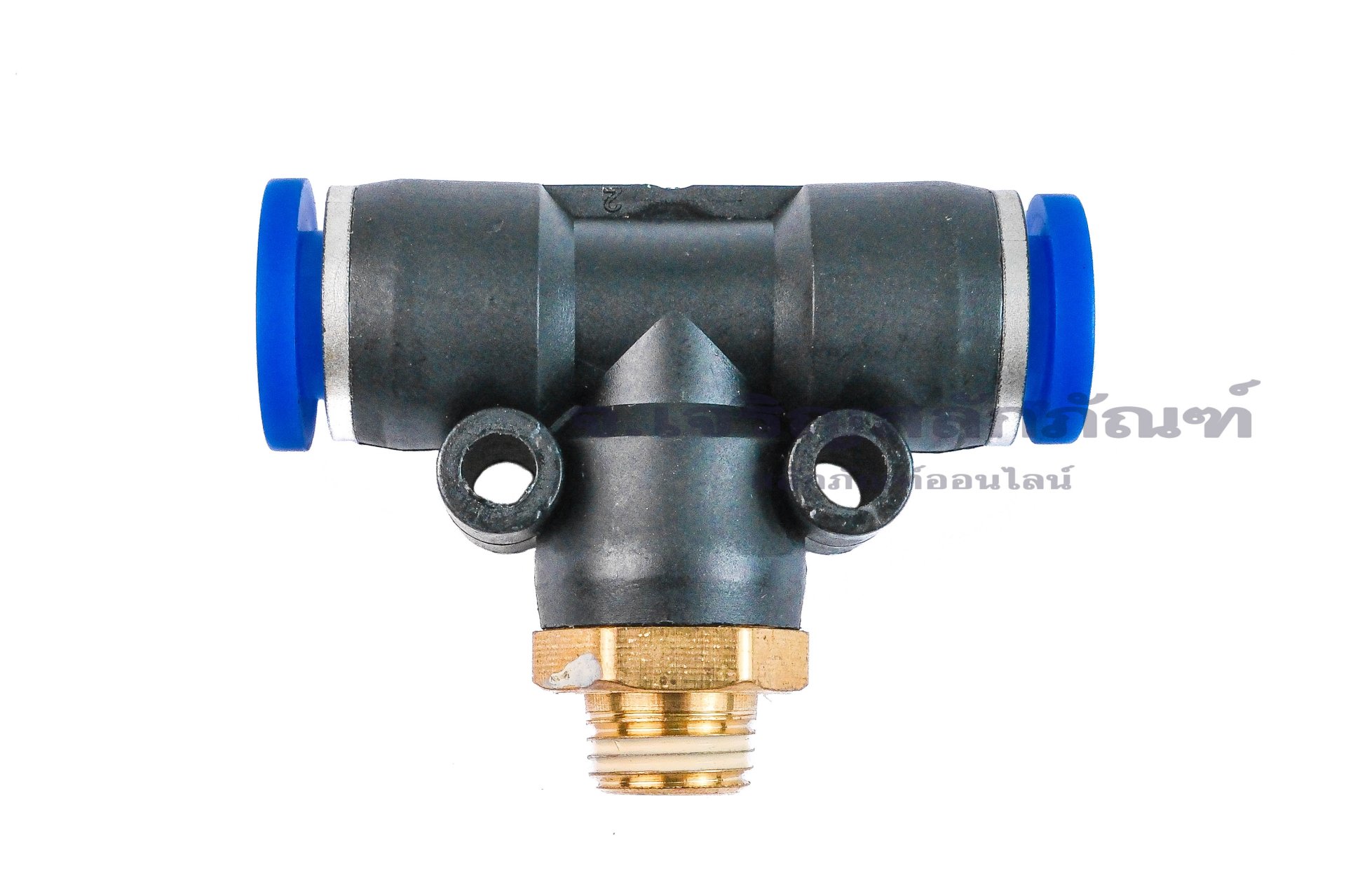 ข้อต่อลมสามทางพลาสติก (เสียบสาย x เกลียวนอก x เสียบสาย) ขนาด 8 mm x 1/8" x 8 mm