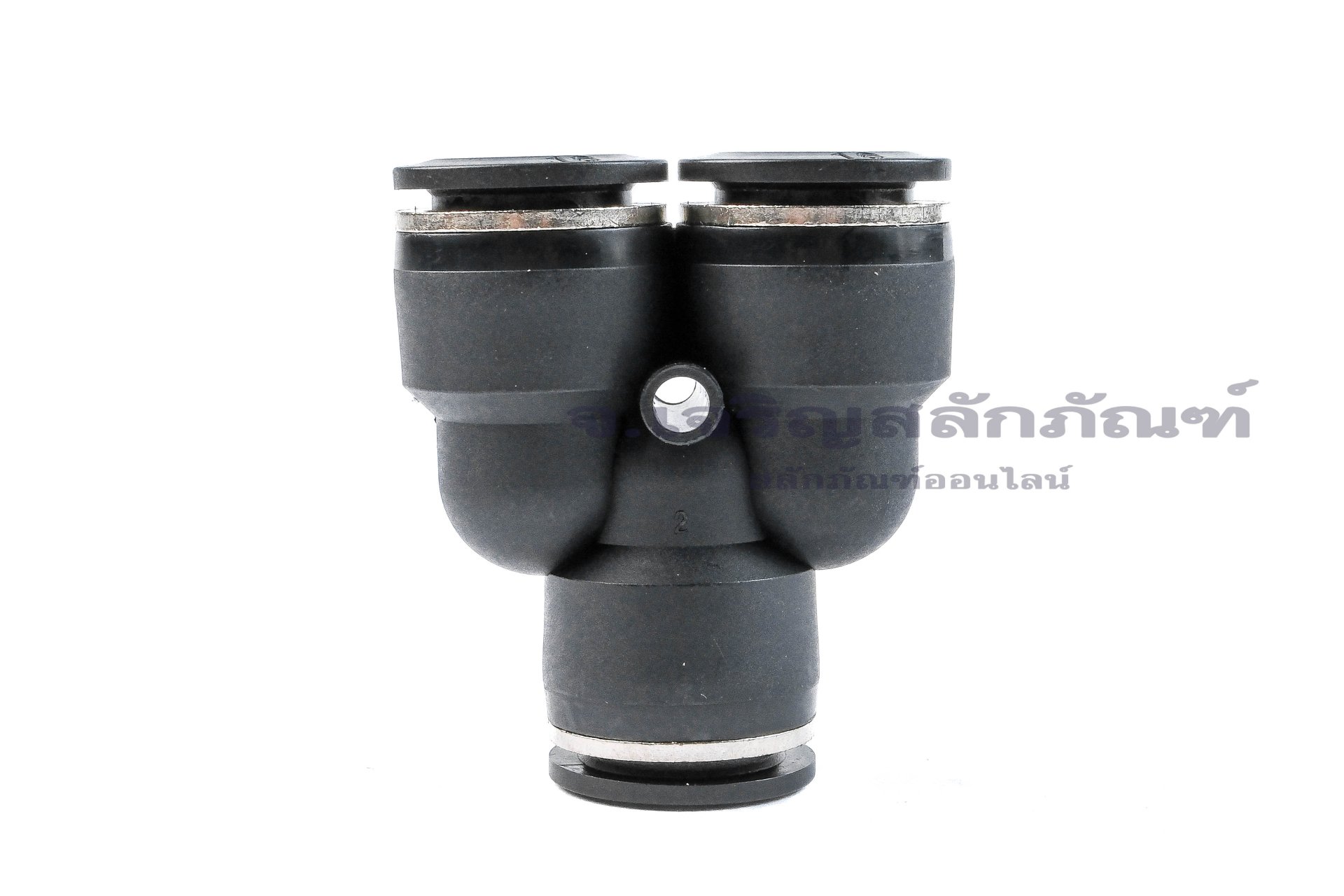 ข้อต่อลมสามทางพลาสติกทรงตัว Y (เสียบสาย x เสียบสาย x เสียบสาย) ขนาด 16 mm สีดำ