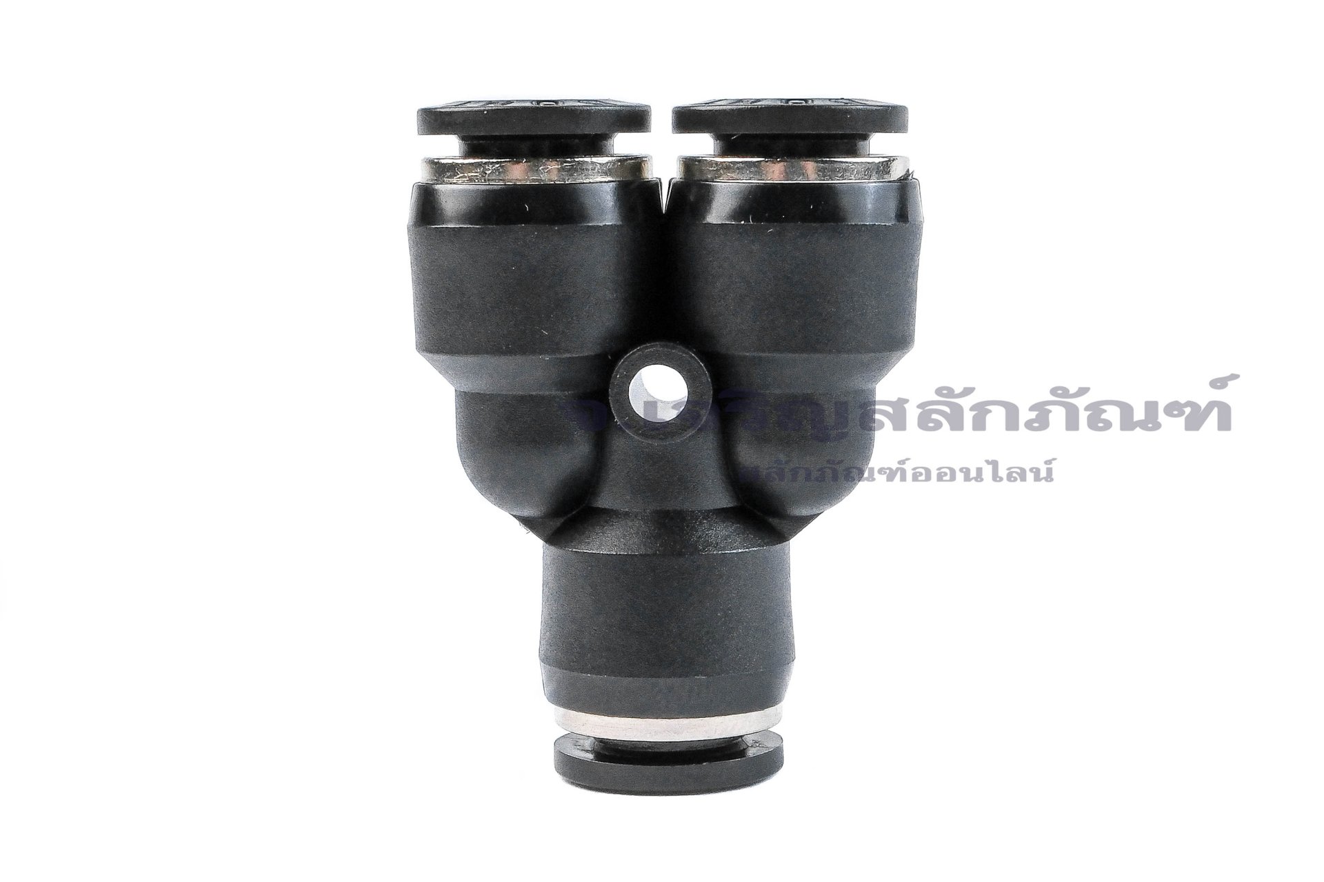 ข้อต่อลมสามทางพลาสติกทรงตัว Y (เสียบสาย x เสียบสาย x เสียบสาย) ขนาด 8 mm สีดำ