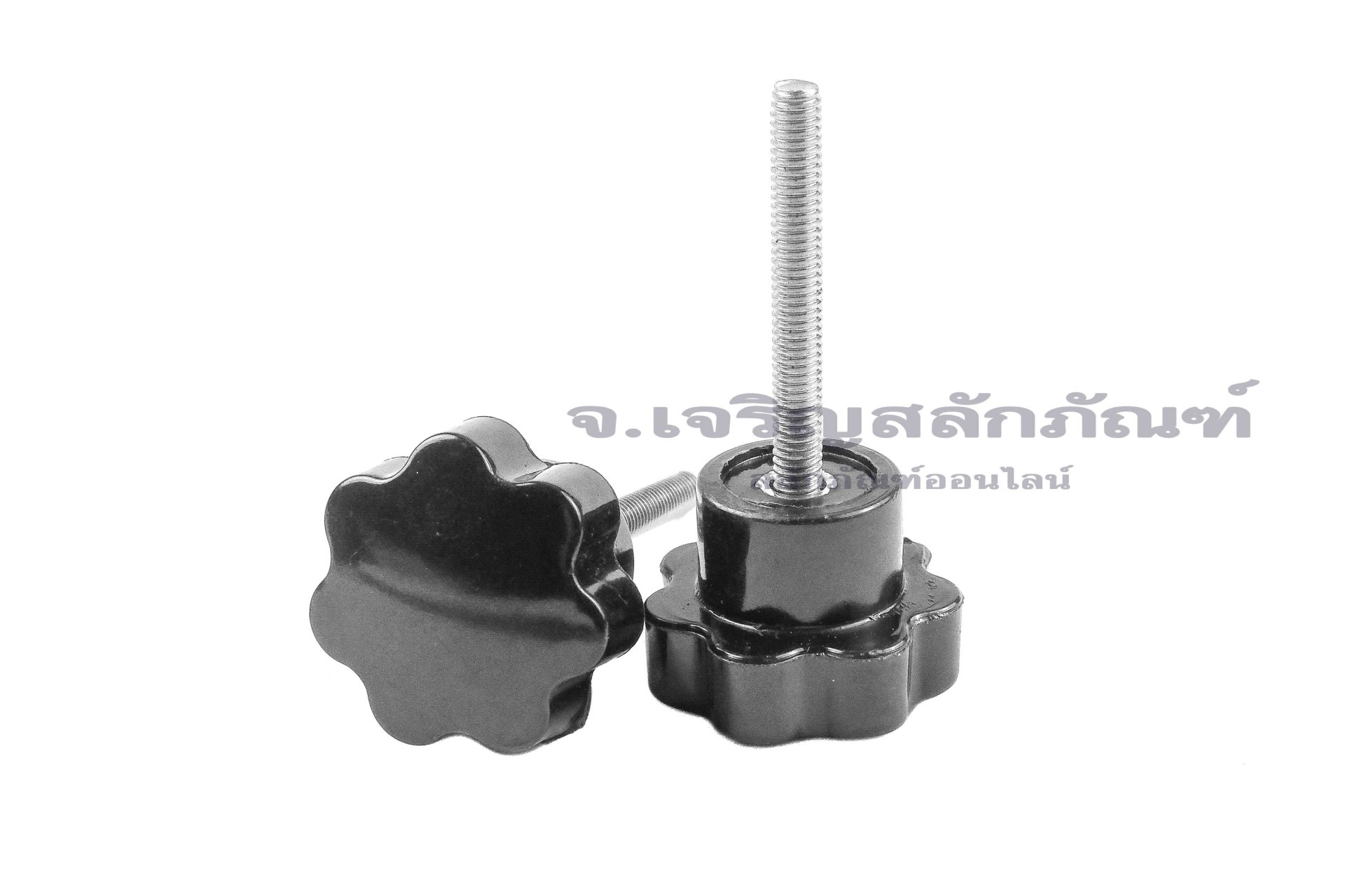 น็อตมือหมุนดอกไม้ แกนสแตนเลส (Star Grip Knob Bolt) ขนาด M4x30 ความโตหัว 24 mm