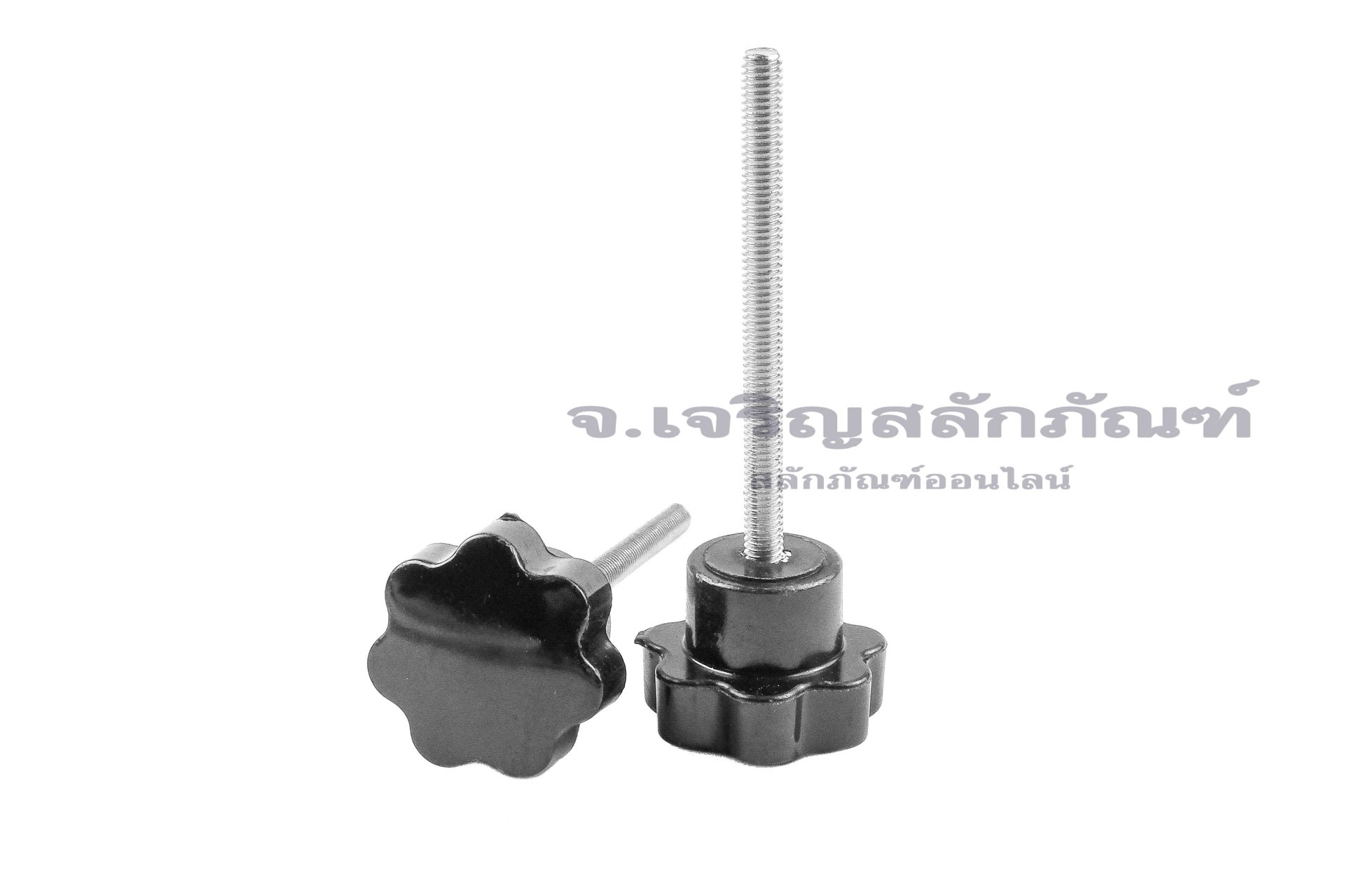 น็อตมือหมุนดอกไม้ แกนสแตนเลส (Star Grip Knob Bolt) ขนาด M4x50 ความโตหัว 24 mm