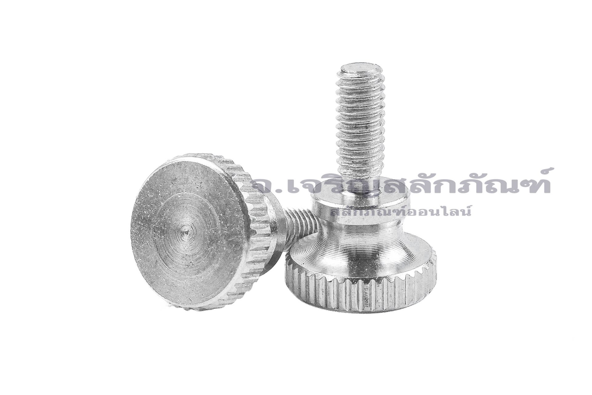 น็อตมือหมุนสแตนเลส หัวทรงกระบอกแบน (Stainless Steel Flat Cylinder Knob Bolt) ขนาด M4x10 รุ่นฐานสูง