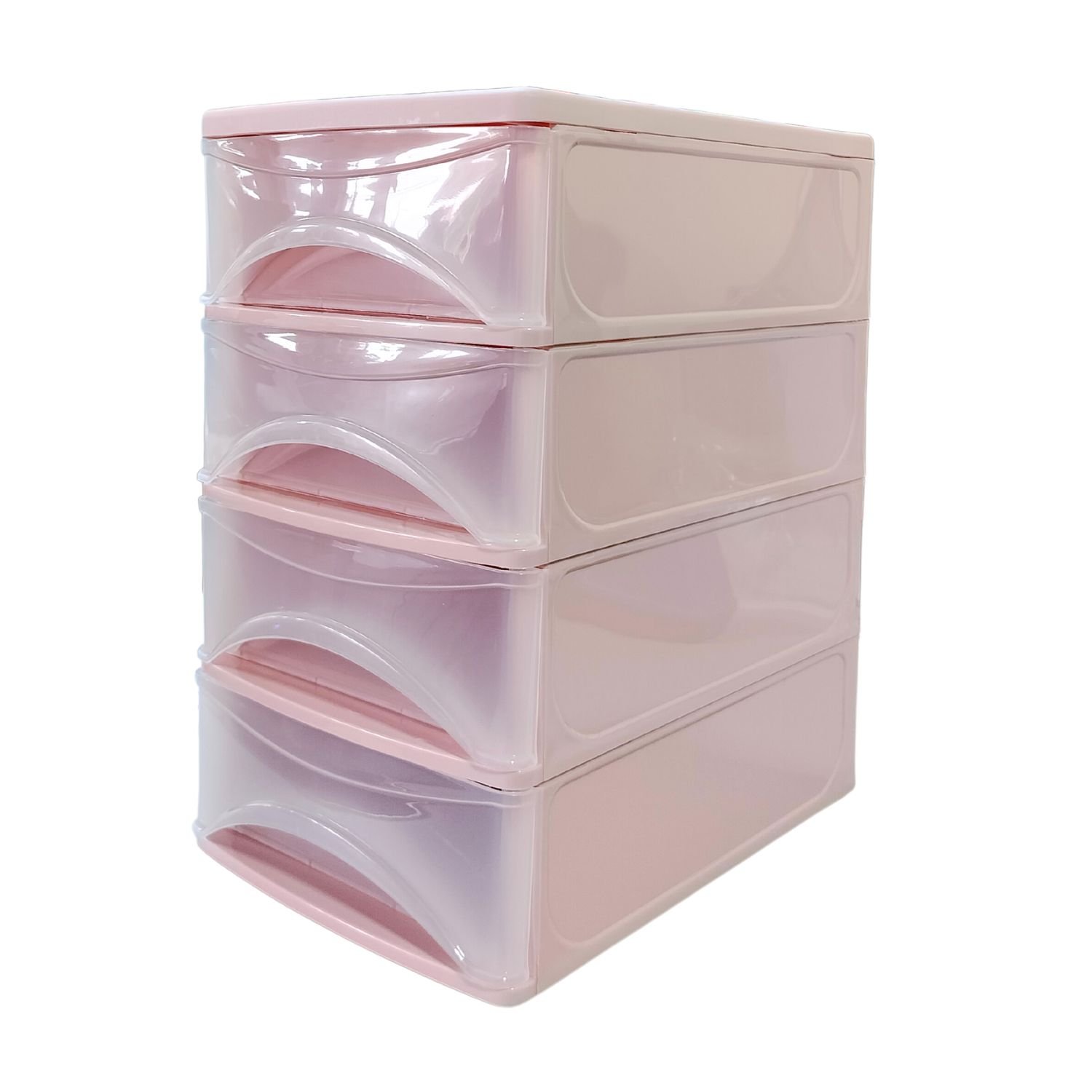 ลิ้นชักพลาสติก ตู้ลิ้นชักเล็ก 4 ชั้น สีชมพู 1034M4 ขนาด 26x18.5x31.5 ซม.