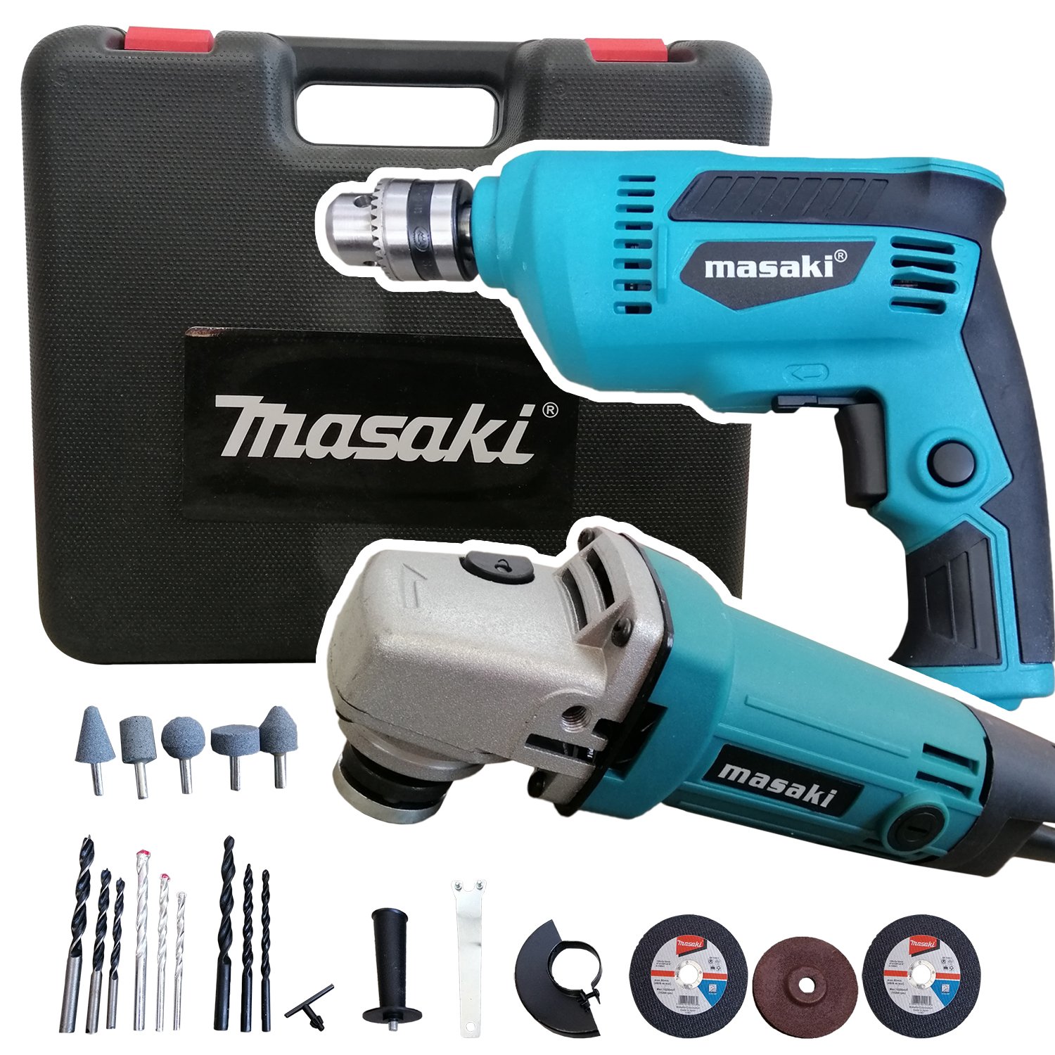 MASAKI ชุดสว่านไฟฟ้า หุนพร้อมเครื่องเจียร นิ้ว