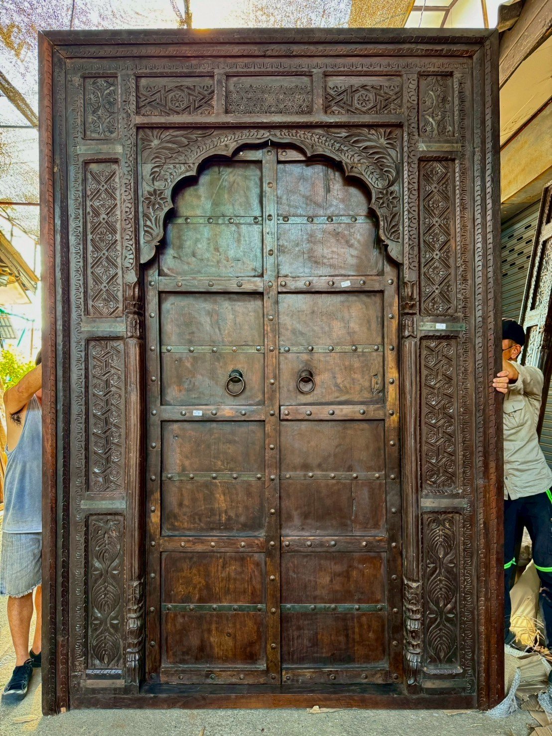 Spectacular Large Front Door Solid Wood Fully Carving Frame