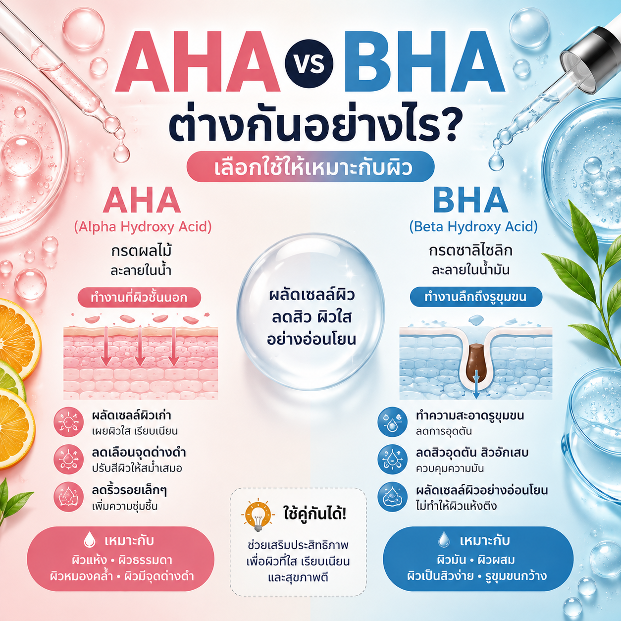 AHA และ BHA เหมือนหรือต่างกันอย่างไร