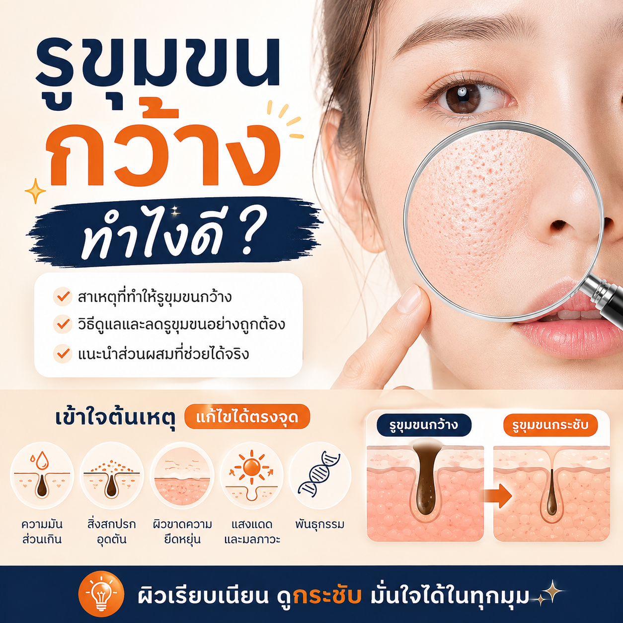 รูขุมขนกว้างมาก หน้ามันมาก เกิดจากอะไร แก้ไขอย่างไรดี