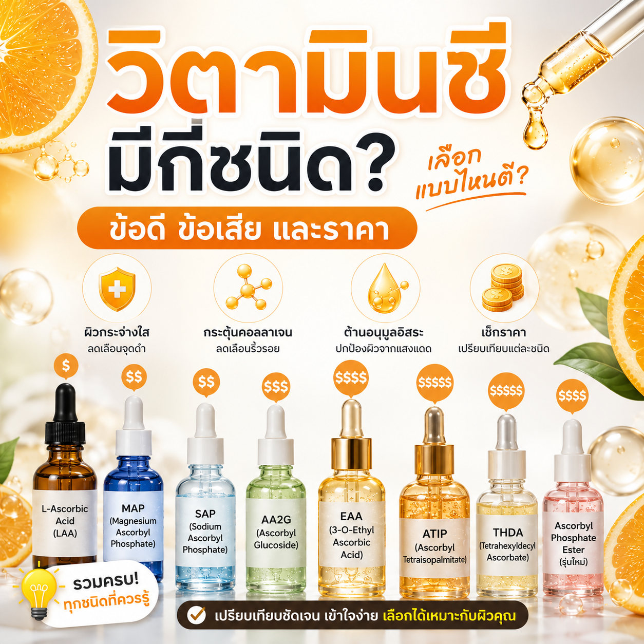 วิตามินซีในเครื่องสำอางมีกี่ชนิด?