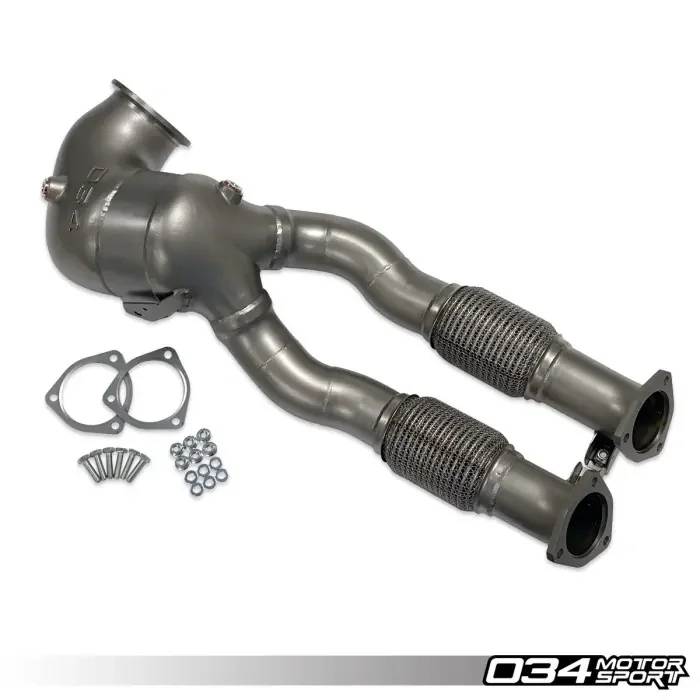 034Motorsport Cast Stainless Steel Racing Downpipe, Audi 8S TTRS and 8V.5 RS3