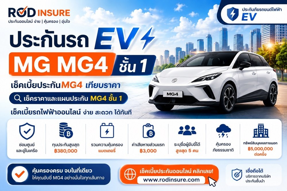 เช็คเบี้ยประกัน MG4 เทียบราคา เช็คราคาและแผนประกัน MG4 ชั้น 1 ออนไลน์