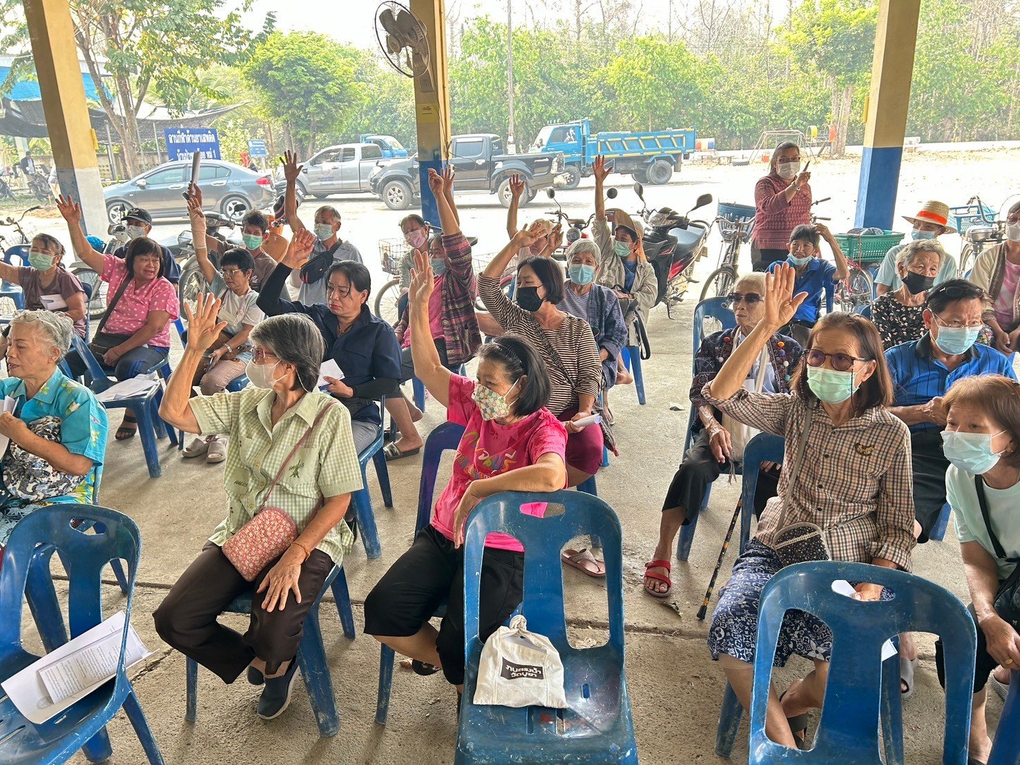 ประชุมประชาคม (การทบทวนแผนพัฒนาท้องถิ่น พ.ศ. 2566 - 2570 ) ของเทศบาลตำบลท่าเชียงทอง หมู่ที่ 1 บ้านป่าซางน้อย - หัวฝาย