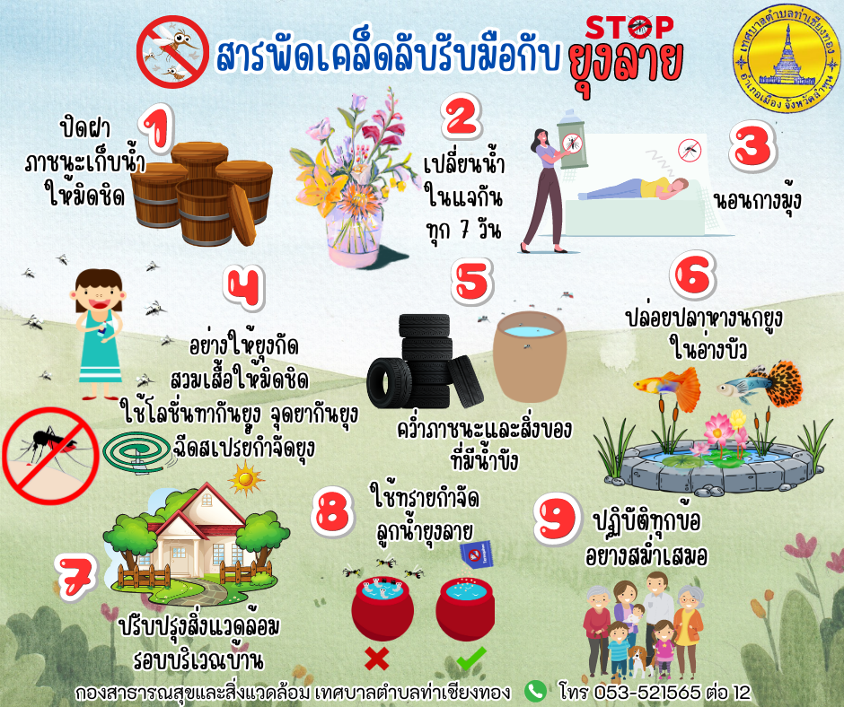 รณรงค์ ประชาชนในเขตเทศบาลตำบลท่าเชียงทอง กำจัดแหล่งเพาะพันธุ์ยุงลาย 