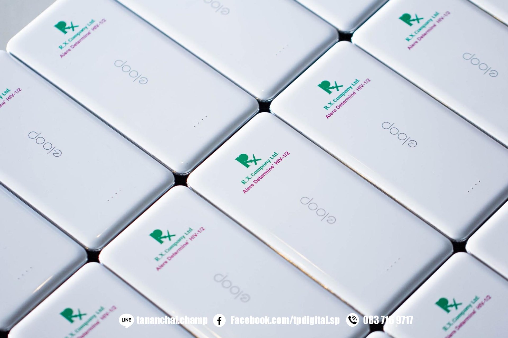 พิมพ์พาวเวอร์แบงค์ พิมพ์โลโก้ลงบนพาวเวอร์แบงค์ สีขาว ยี่ห้อ eloop ลาย R.X. Company Ltd. พิมพ์พาวเวอร์แบงค์ พิมพ์โลโก้ลงบนพาวเวอร์แบงค์ สีขาว ยี่ห้อ eloop ลาย R.X. Company Ltd.