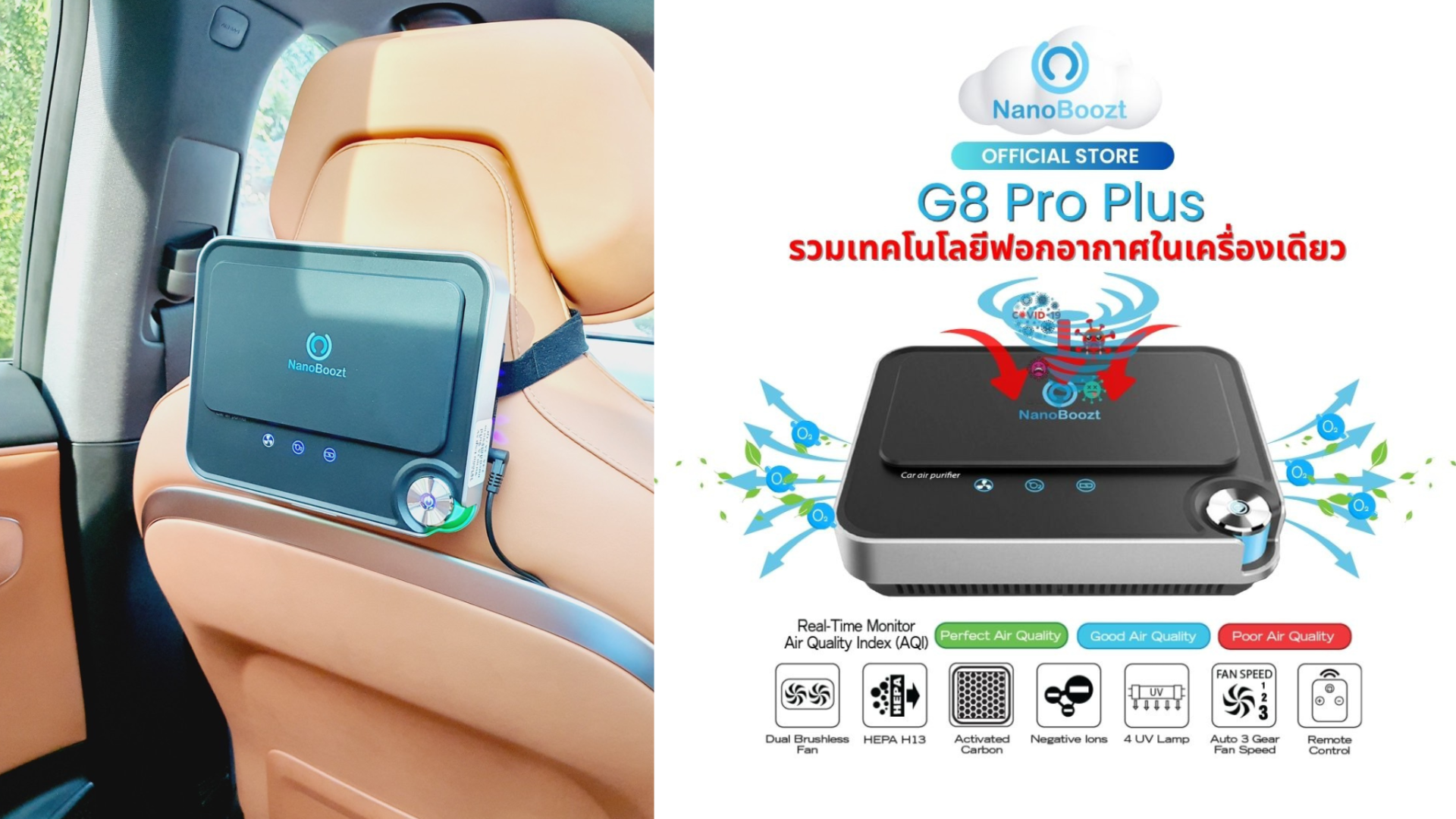 รีวิวเครื่องฟอกอากาศในรถยนต์ NanoBoozt รุ่น G8 Pro Plus 2025