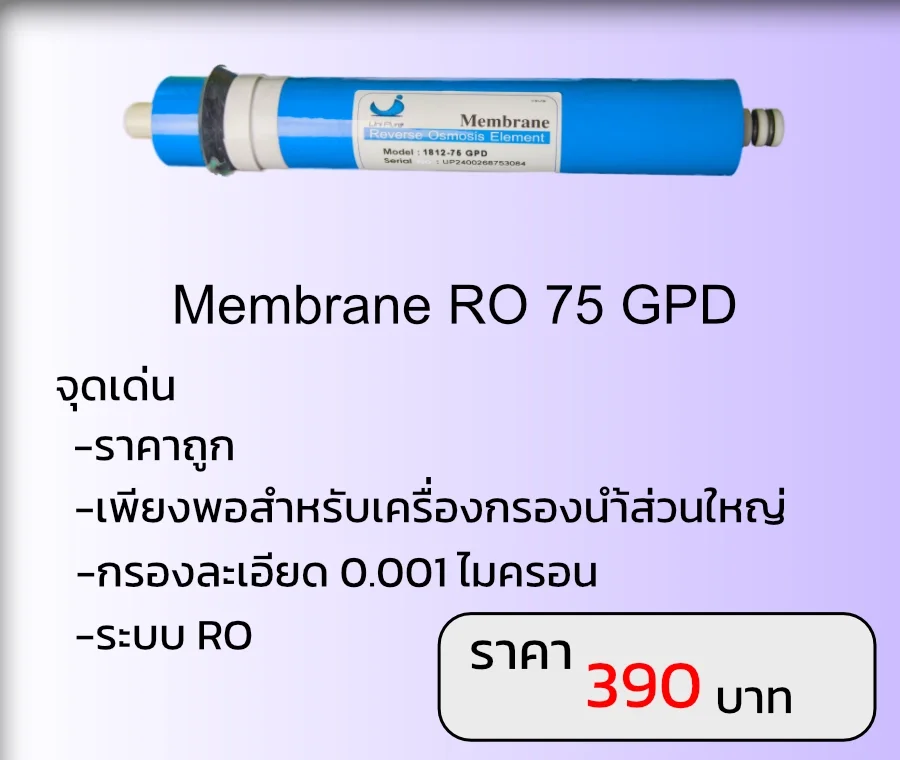 Membrane 75 GPD ราคาถูกที่สุด คุ้มที่สุดเพียง 390 บาท